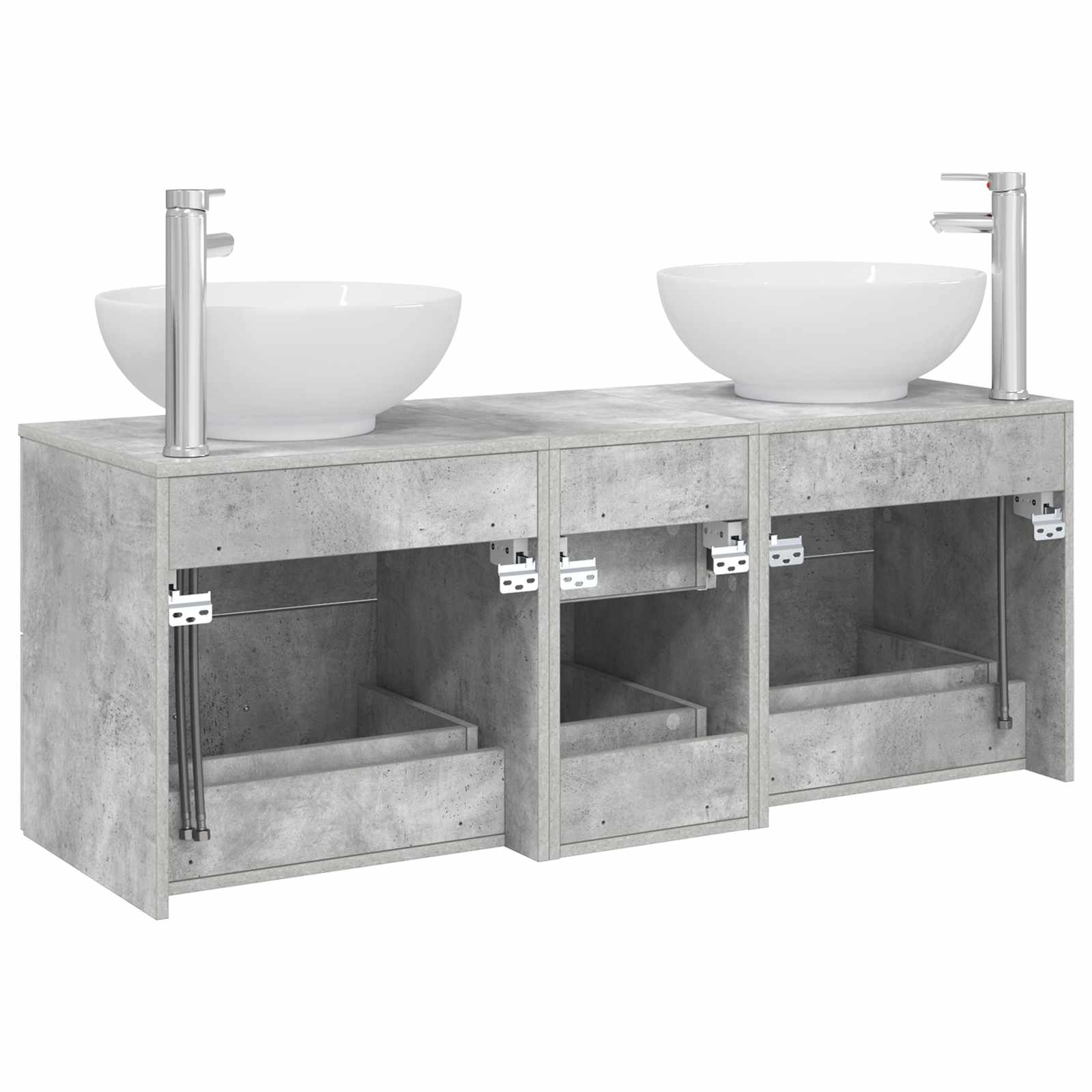 Badezimmermöbel-Set 3 stk. Betongrau 49,5 x 44,5 x 65 cm