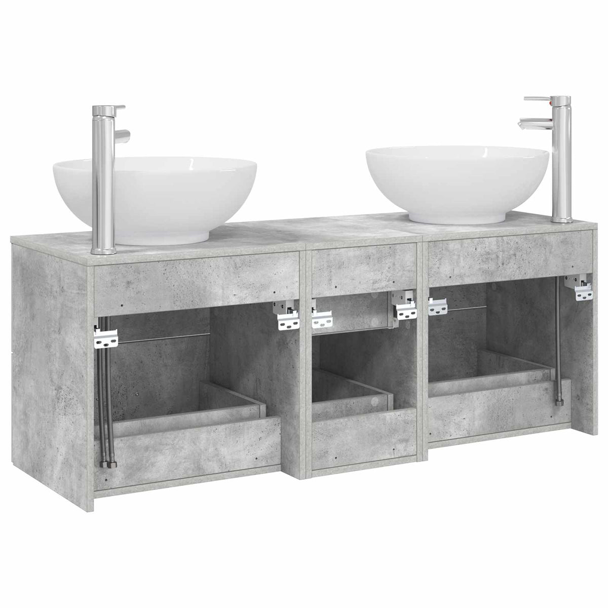 Badezimmermöbel-Set 3 stk. Betongrau 129 x 44,5 x 80 cm