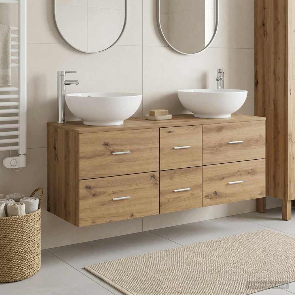 Badezimmermöbel-Set 3 Stk. Artisan-Eiche 49,5 x 44,5 x 65 cm