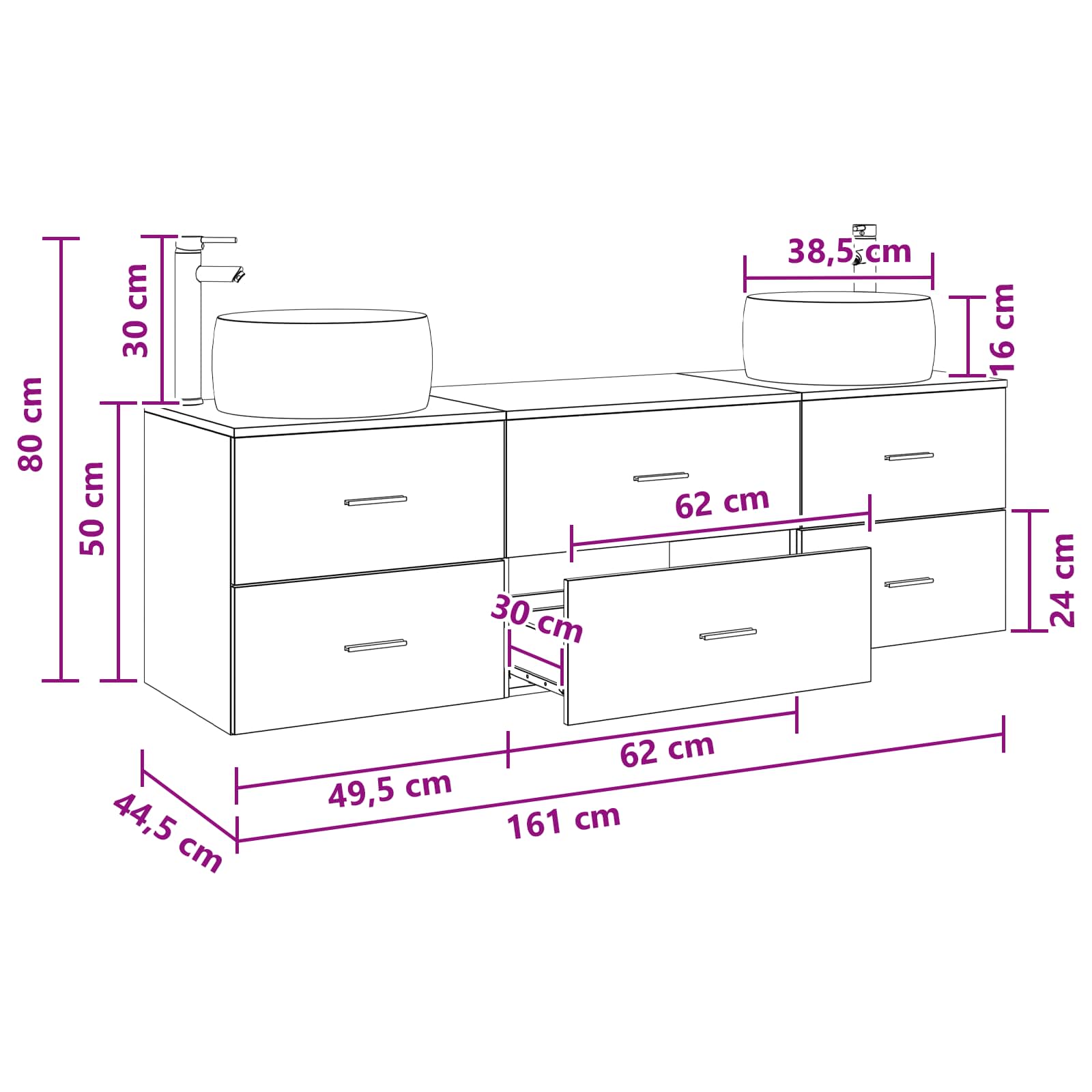 Badezimmermöbel-Set 3 stk. Weiß 49,5 x 44,5 x 66 cm