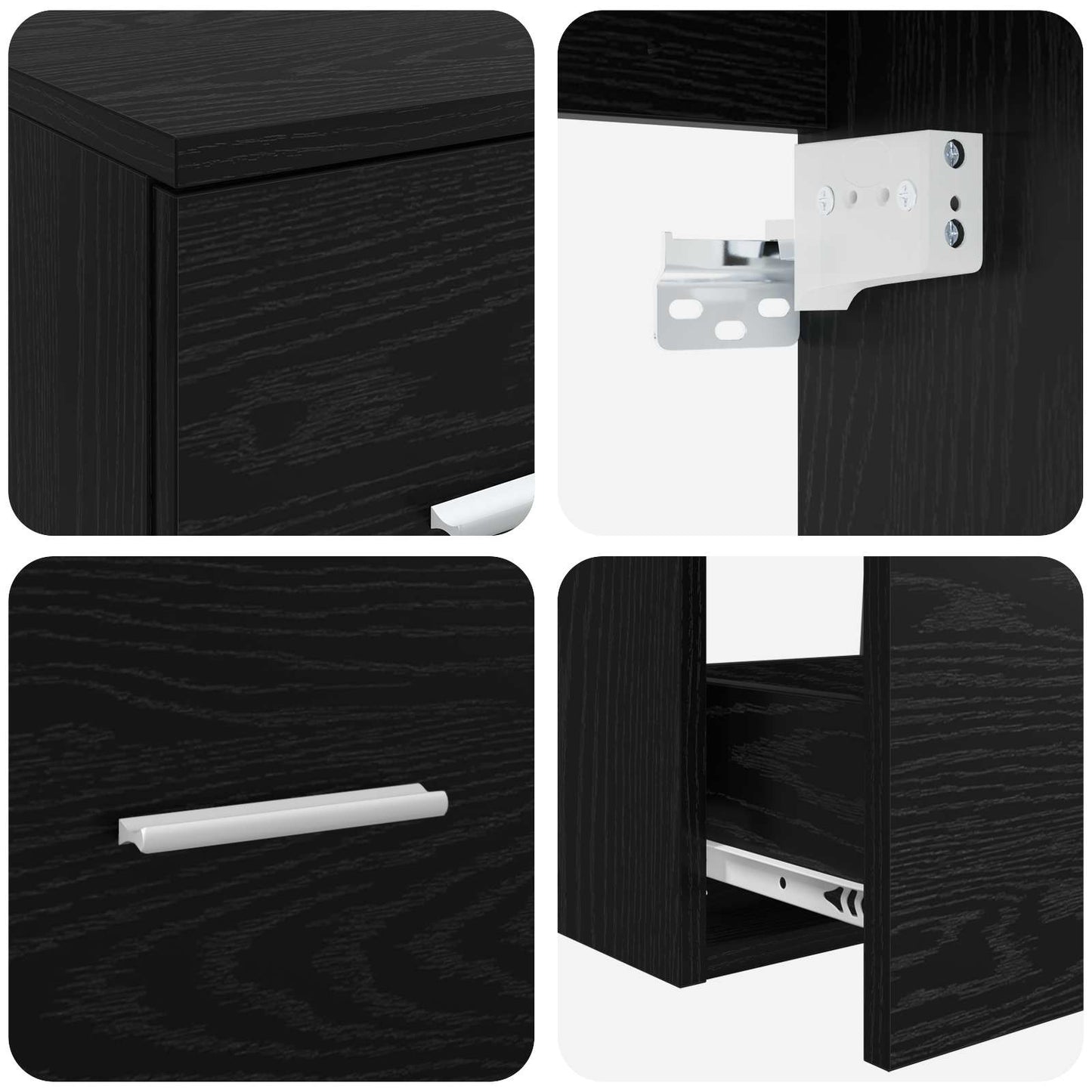 Badezimmermöbel-Set 3 stk. Schwarz 49,5 x 44,5 x 66 cm