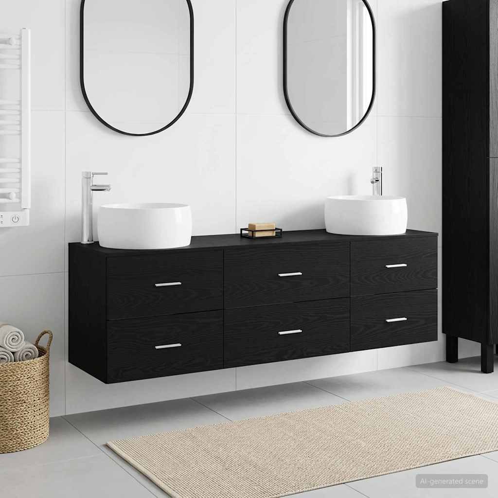 Badezimmermöbel-Set 3 stk. Schwarz 49,5 x 44,5 x 66 cm