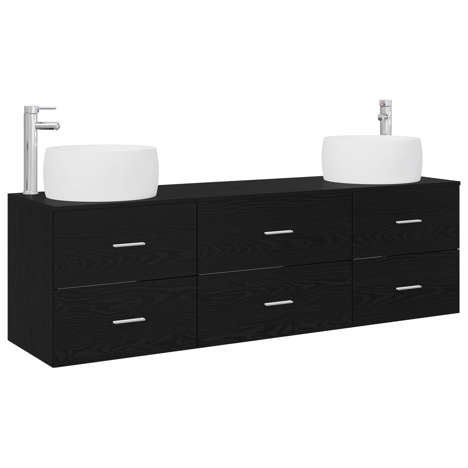 Badezimmermöbel-Set 3 stk. Schwarz 49,5 x 44,5 x 66 cm
