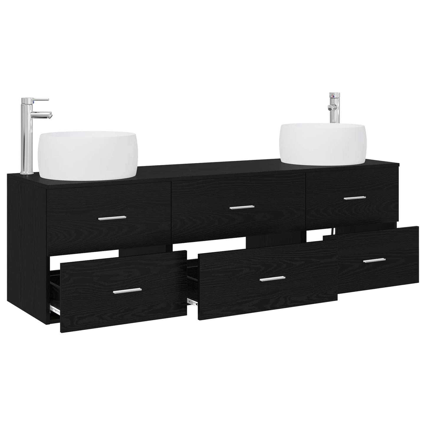 Badezimmermöbel-Set 3 stk. Schwarz 49,5 x 44,5 x 66 cm