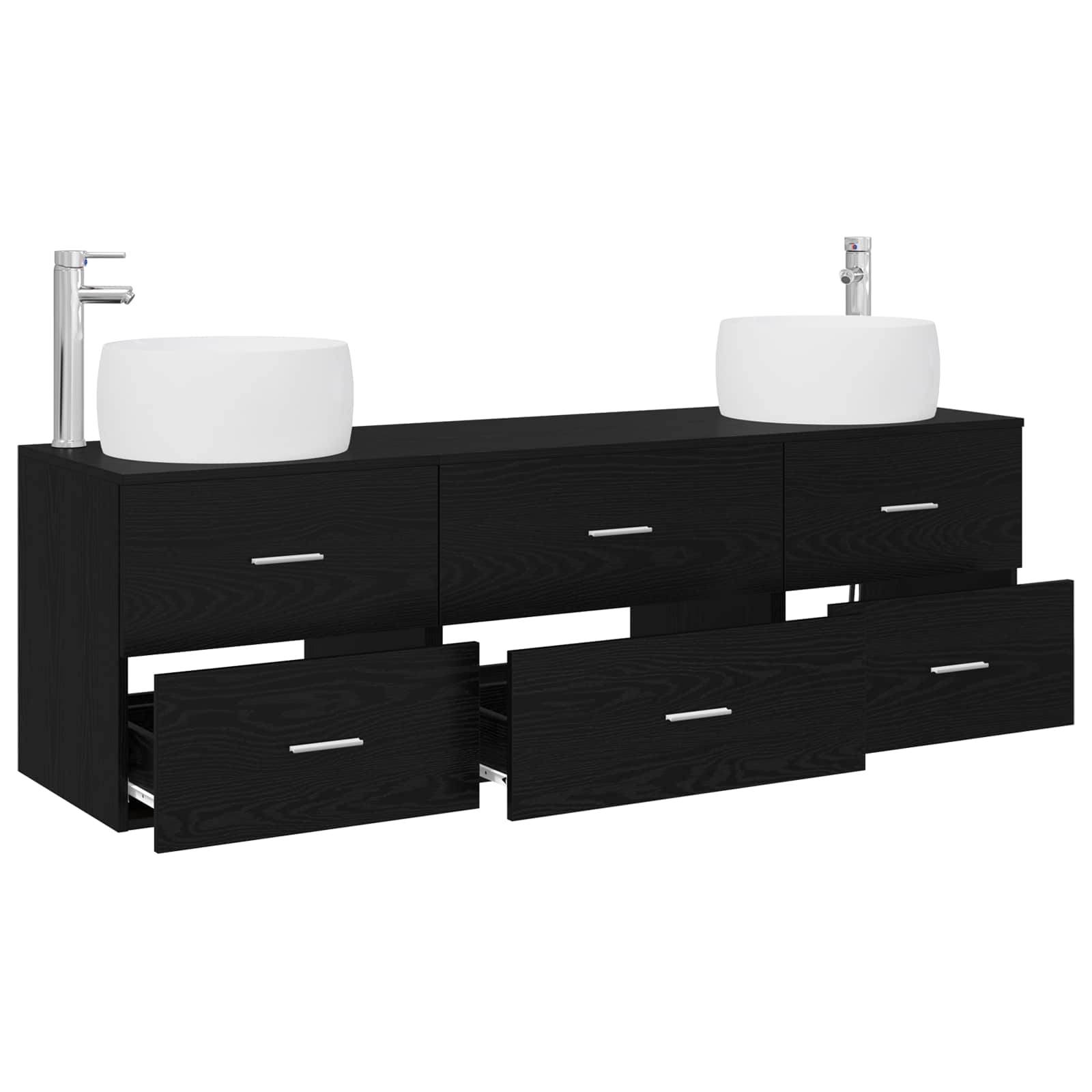 Badezimmermöbel-Set 3 stk. Schwarz 49,5 x 44,5 x 66 cm