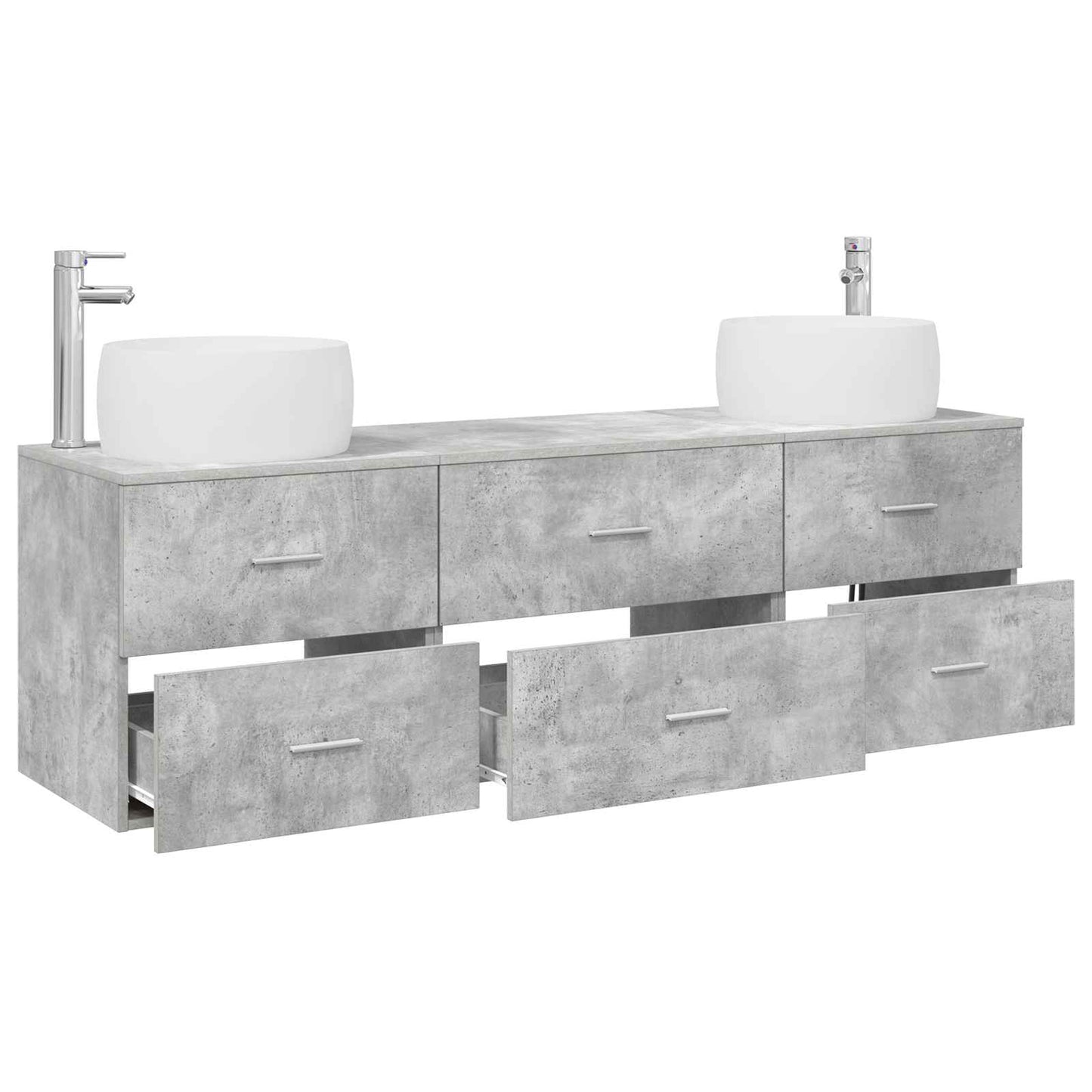 Badezimmermöbel-Set 3 stk. Betongrau 49,5 x 44,5 x 66 cm