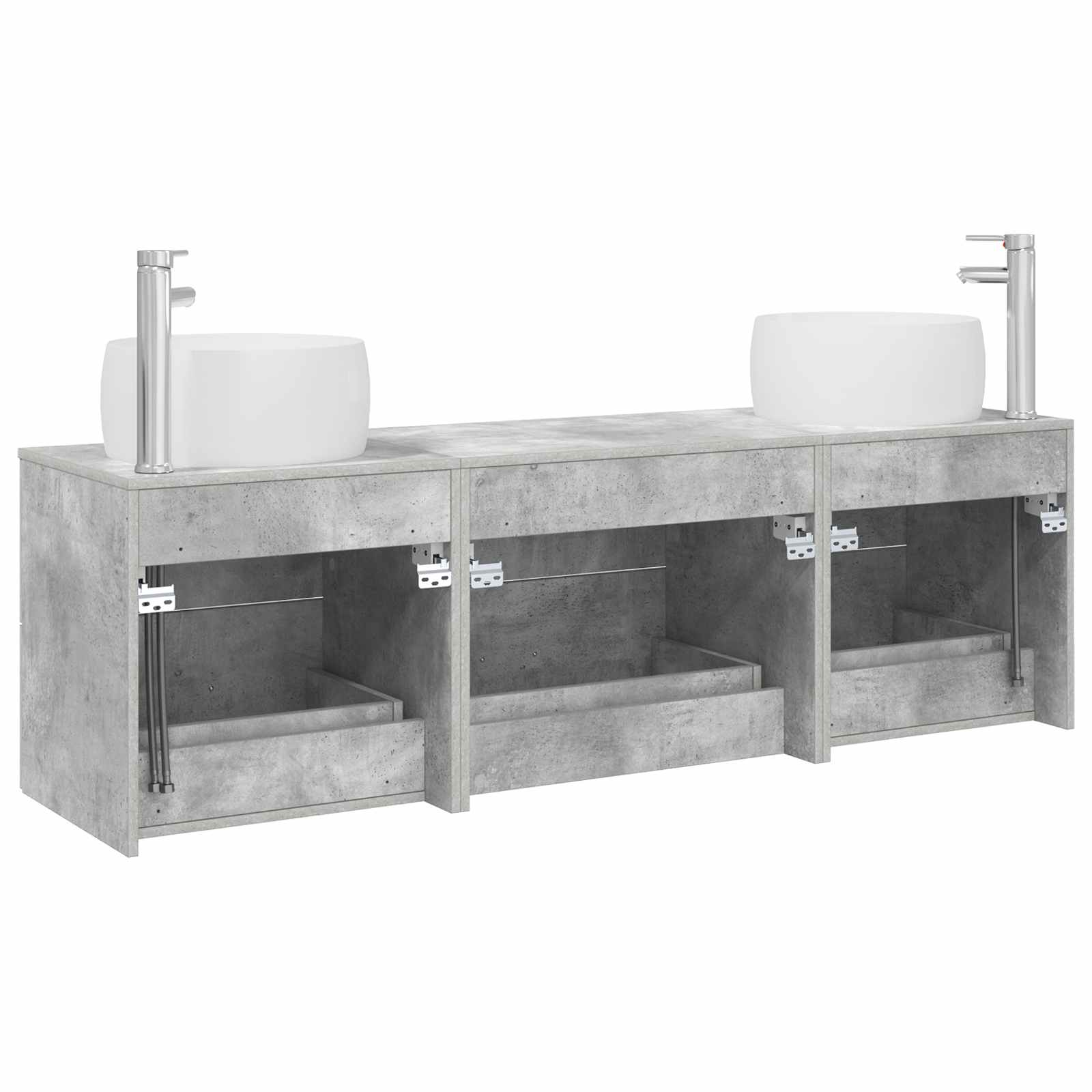 Badezimmermöbel-Set 3 stk. Betongrau 49,5 x 44,5 x 66 cm