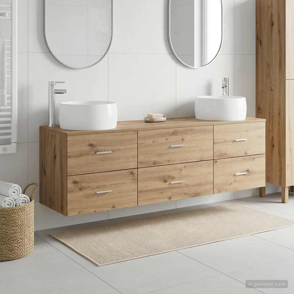 Badezimmermöbel-Set 3 Stk. Artisan-Eiche 49,5 x 44,5 x 66 cm