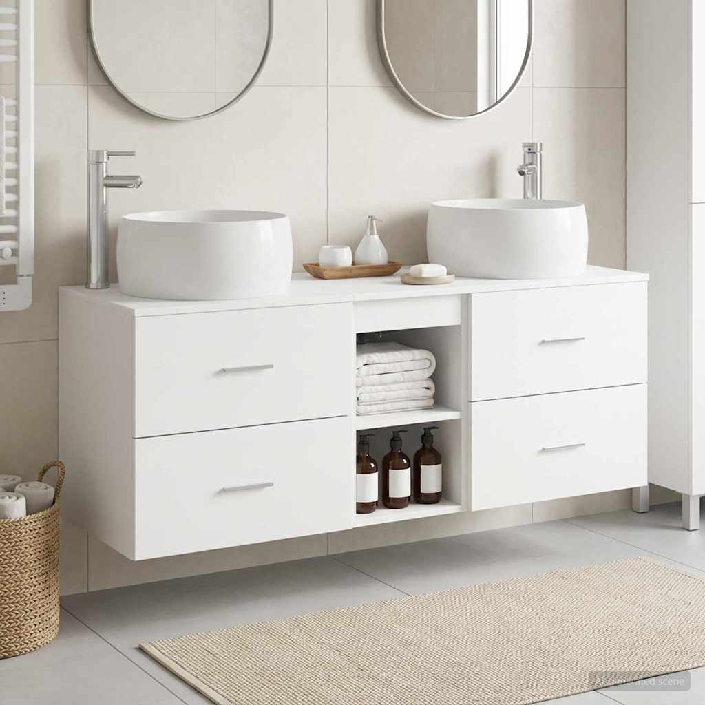 Badezimmermöbel-Set 3 stk. Weiß 49,5 x 44,5 x 66 cm