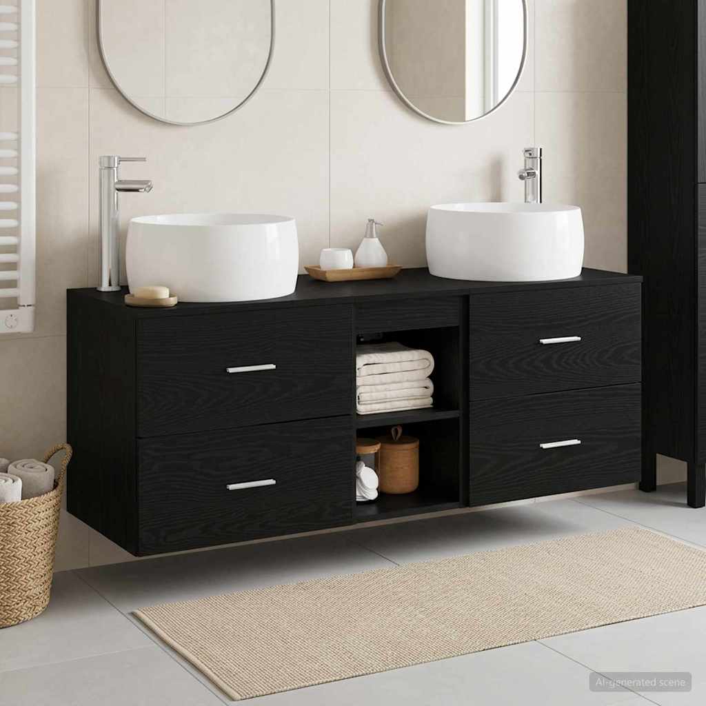 Badezimmermöbel-Set 3 stk. Schwarz 49,5 x 44,5 x 66 cm