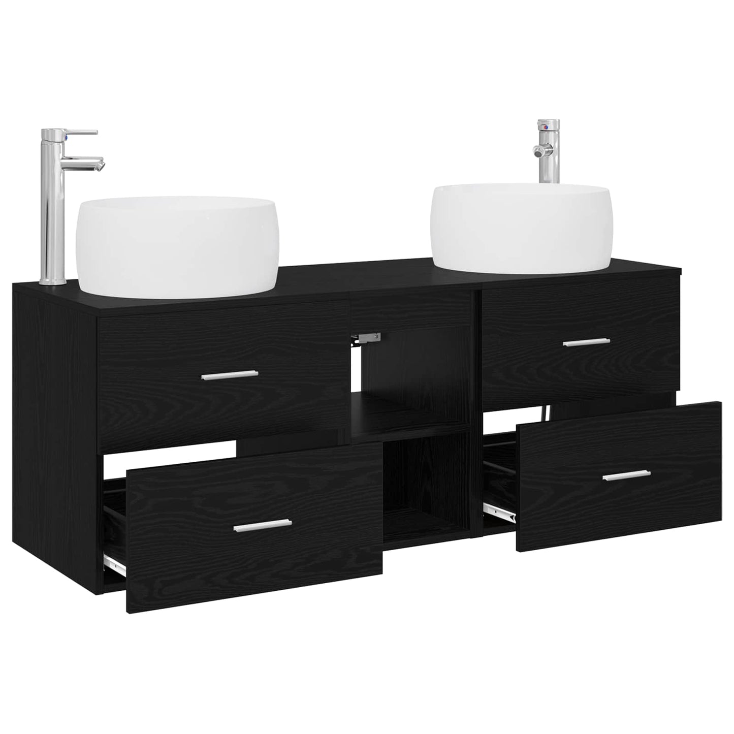 Badezimmermöbel-Set 3 stk. Schwarz 49,5 x 44,5 x 66 cm