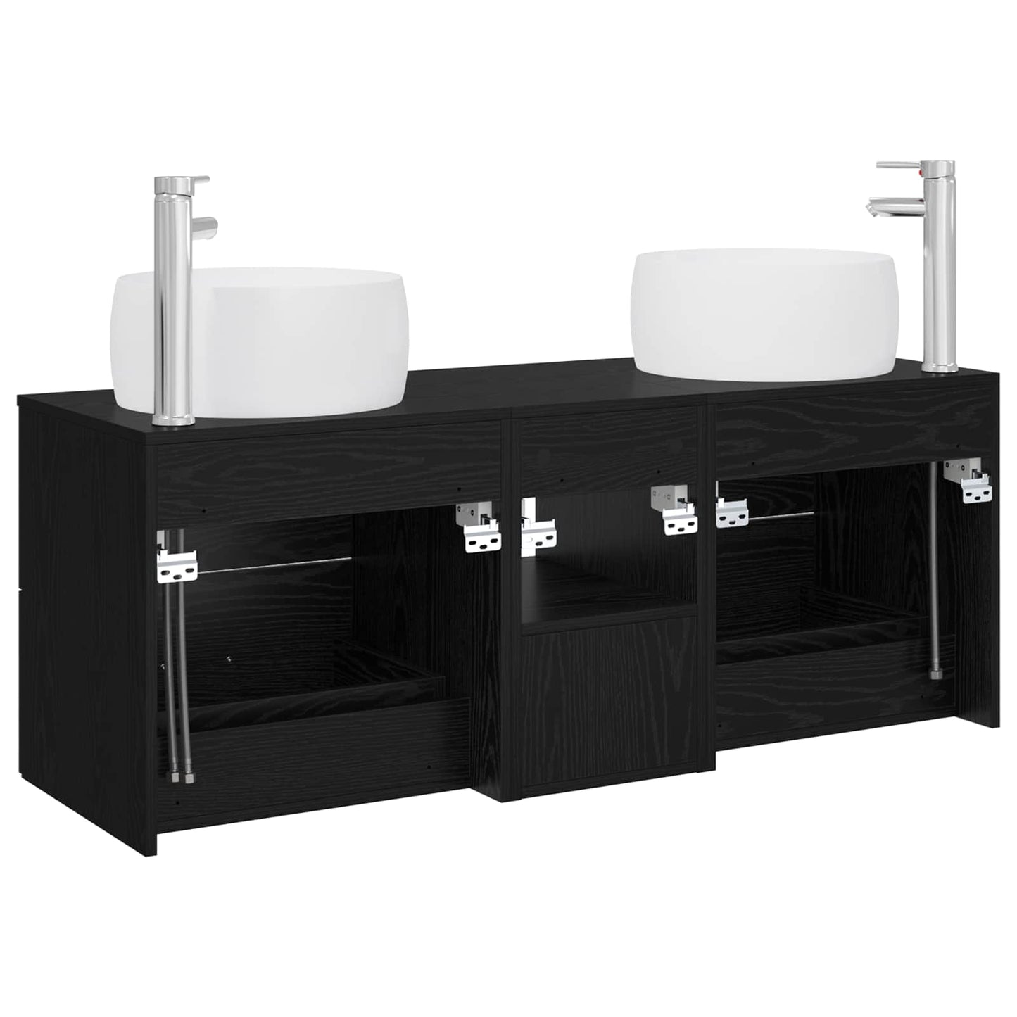 Badezimmermöbel-Set 3 stk. Schwarz 49,5 x 44,5 x 66 cm