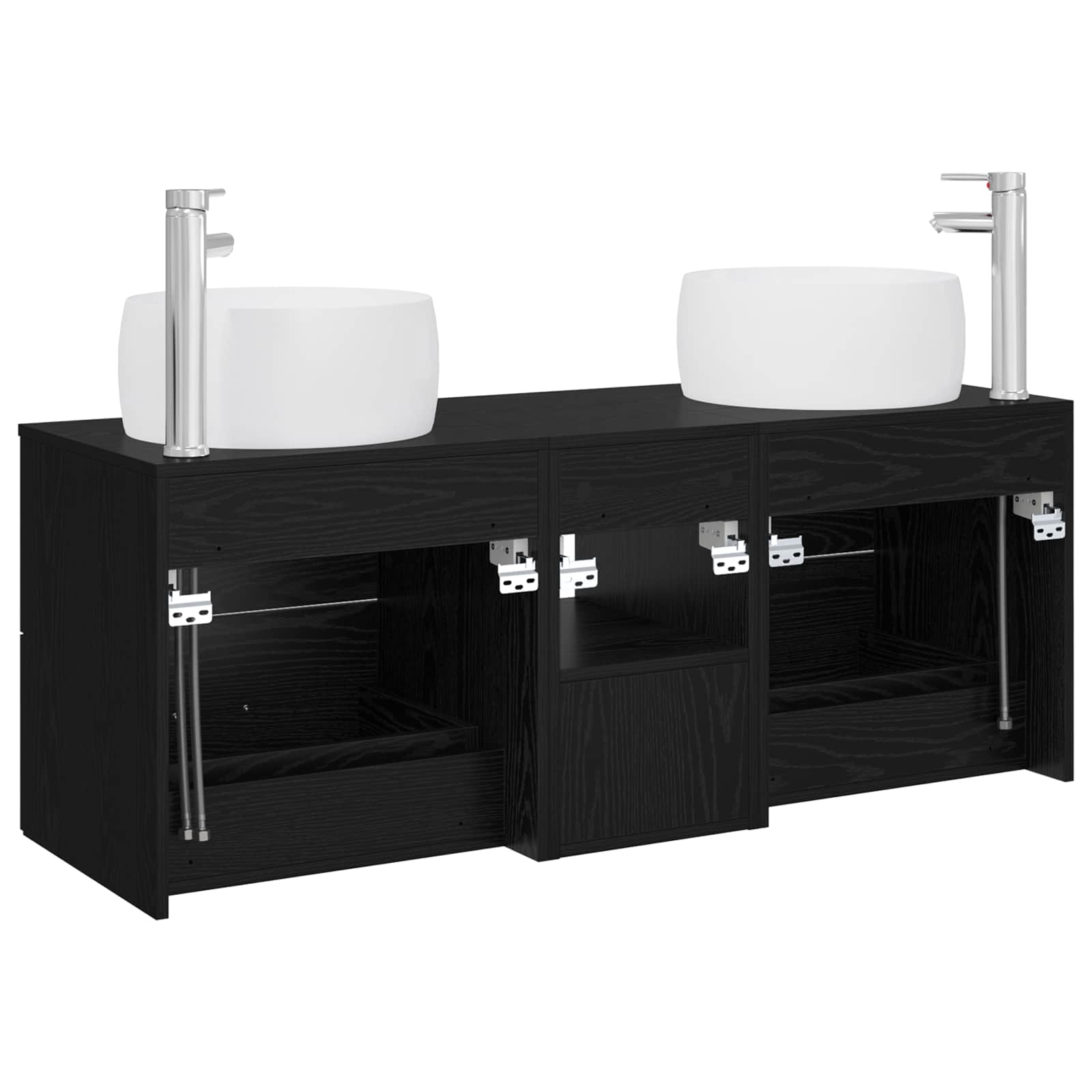 Badezimmermöbel-Set 3 stk. Schwarz 49,5 x 44,5 x 66 cm