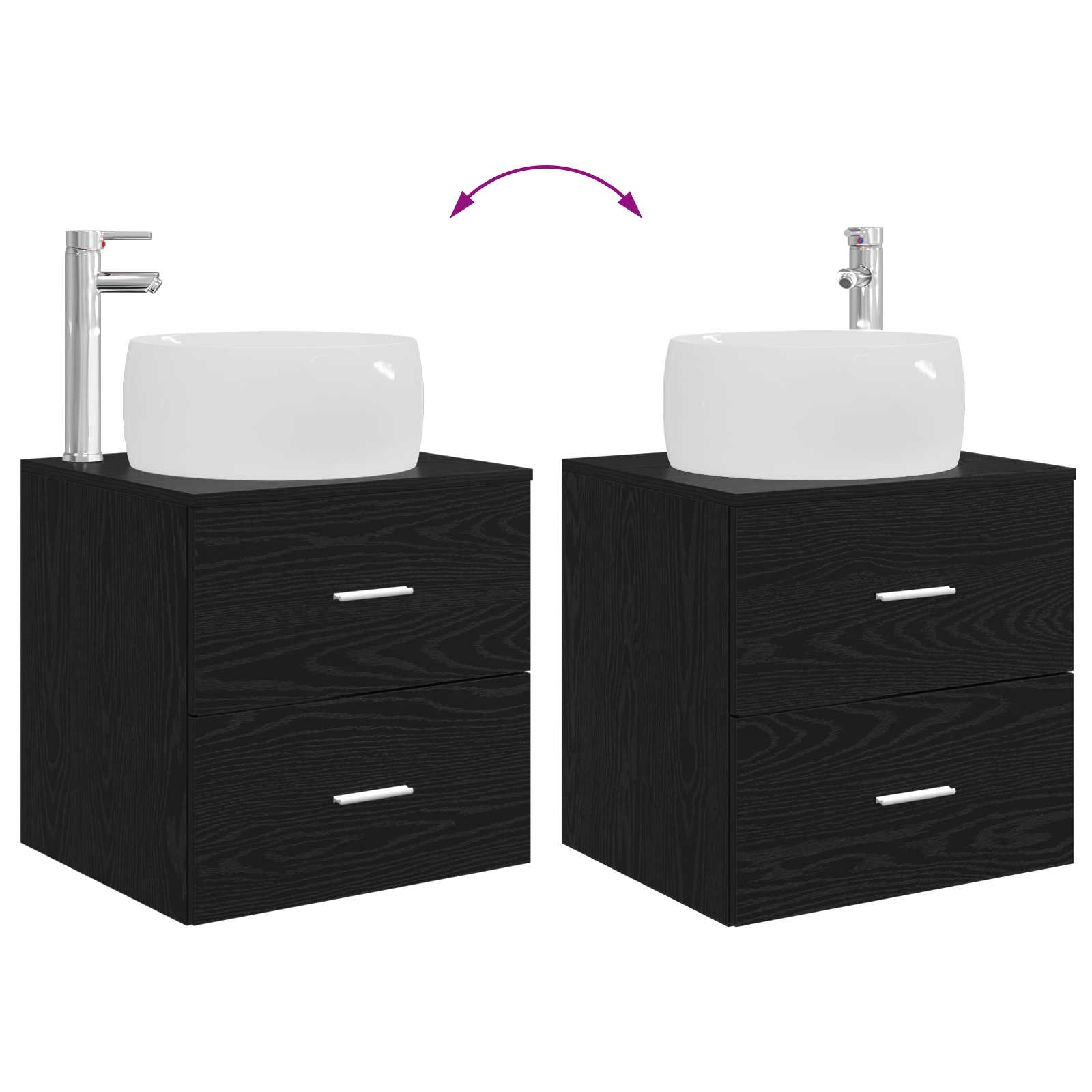 Badezimmermöbel-Set 3 stk. Schwarz 49,5 x 44,5 x 66 cm