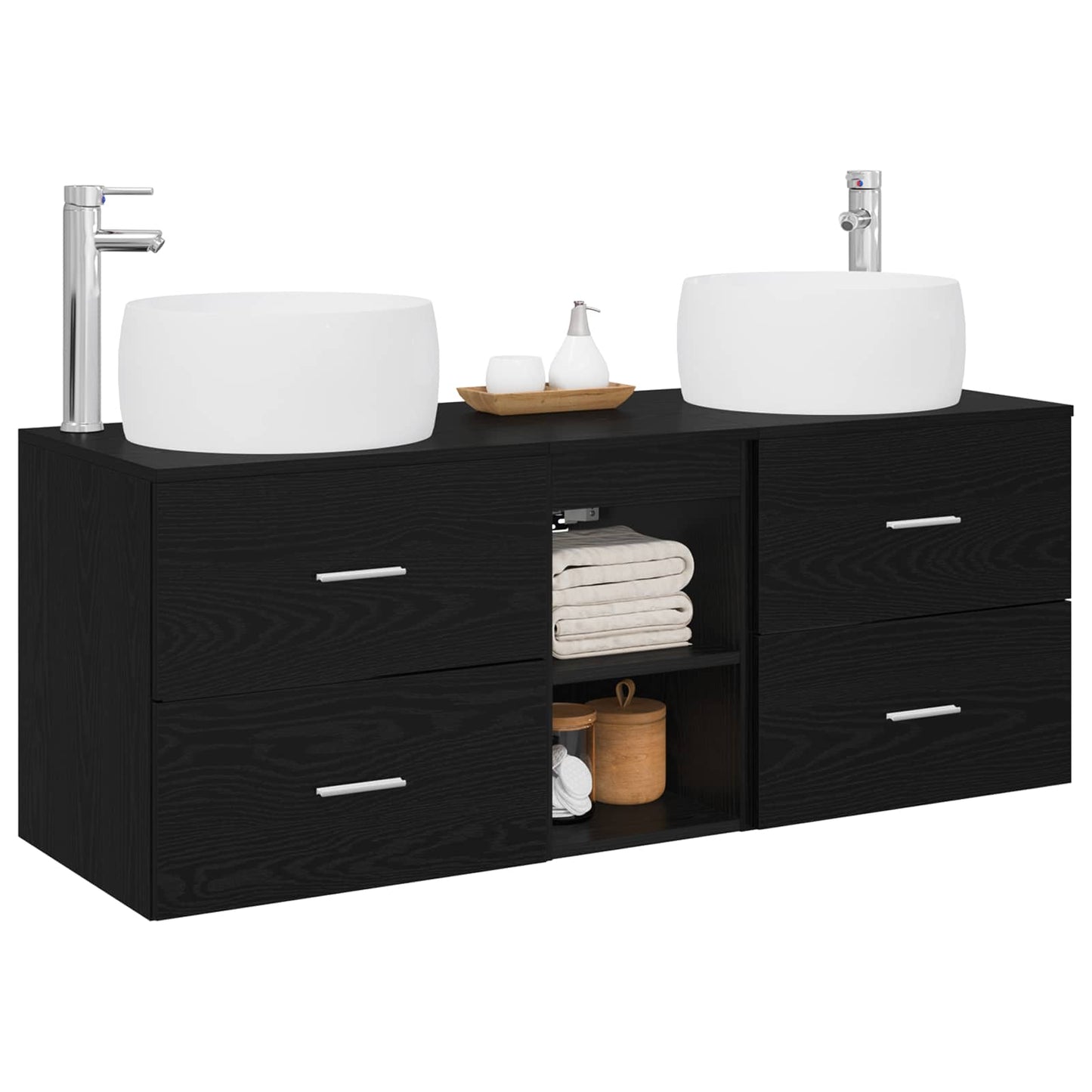 Badezimmermöbel-Set 3 stk. Schwarz 49,5 x 44,5 x 66 cm