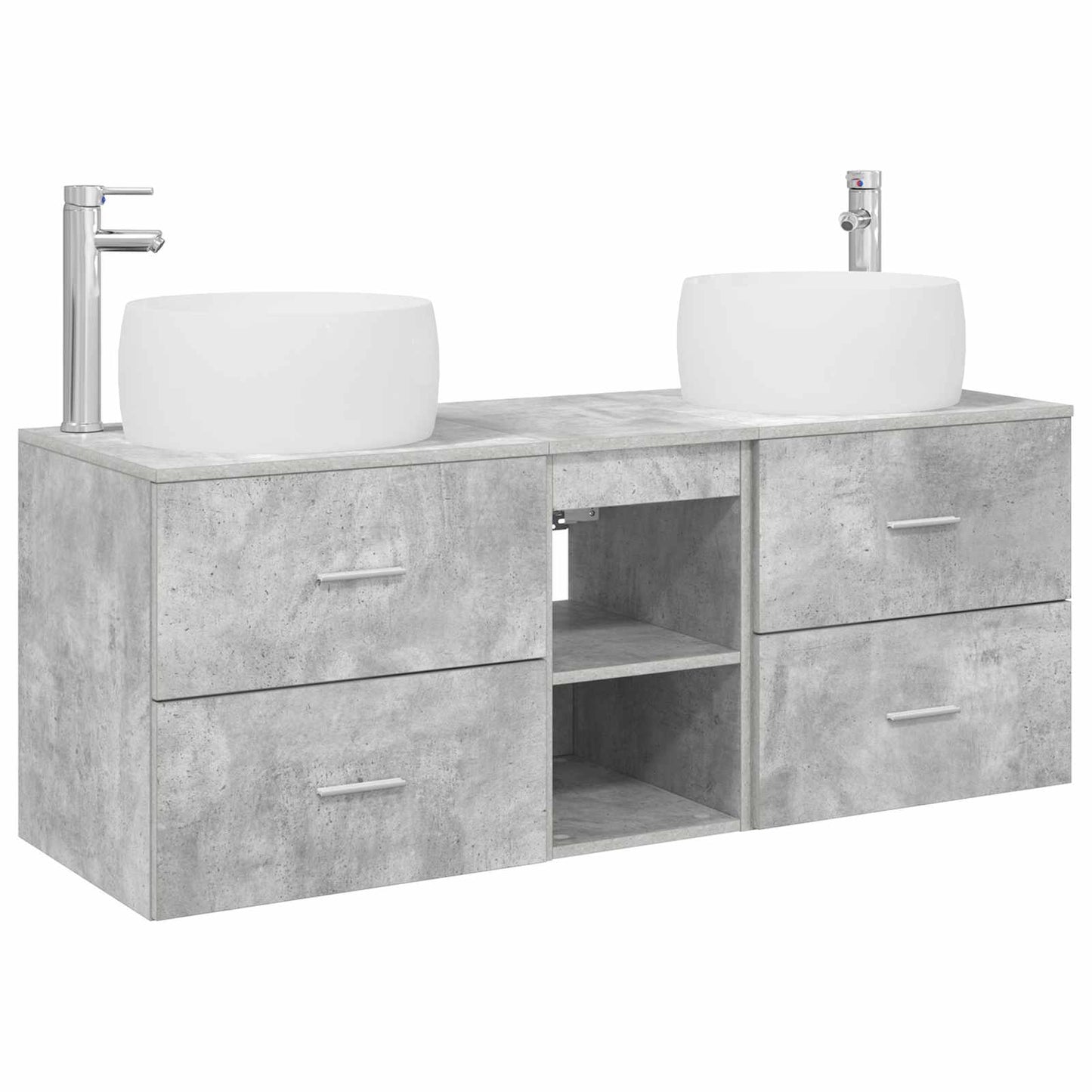 Badezimmermöbel-Set 3 stk. Betongrau 49,5 x 44,5 x 66 cm