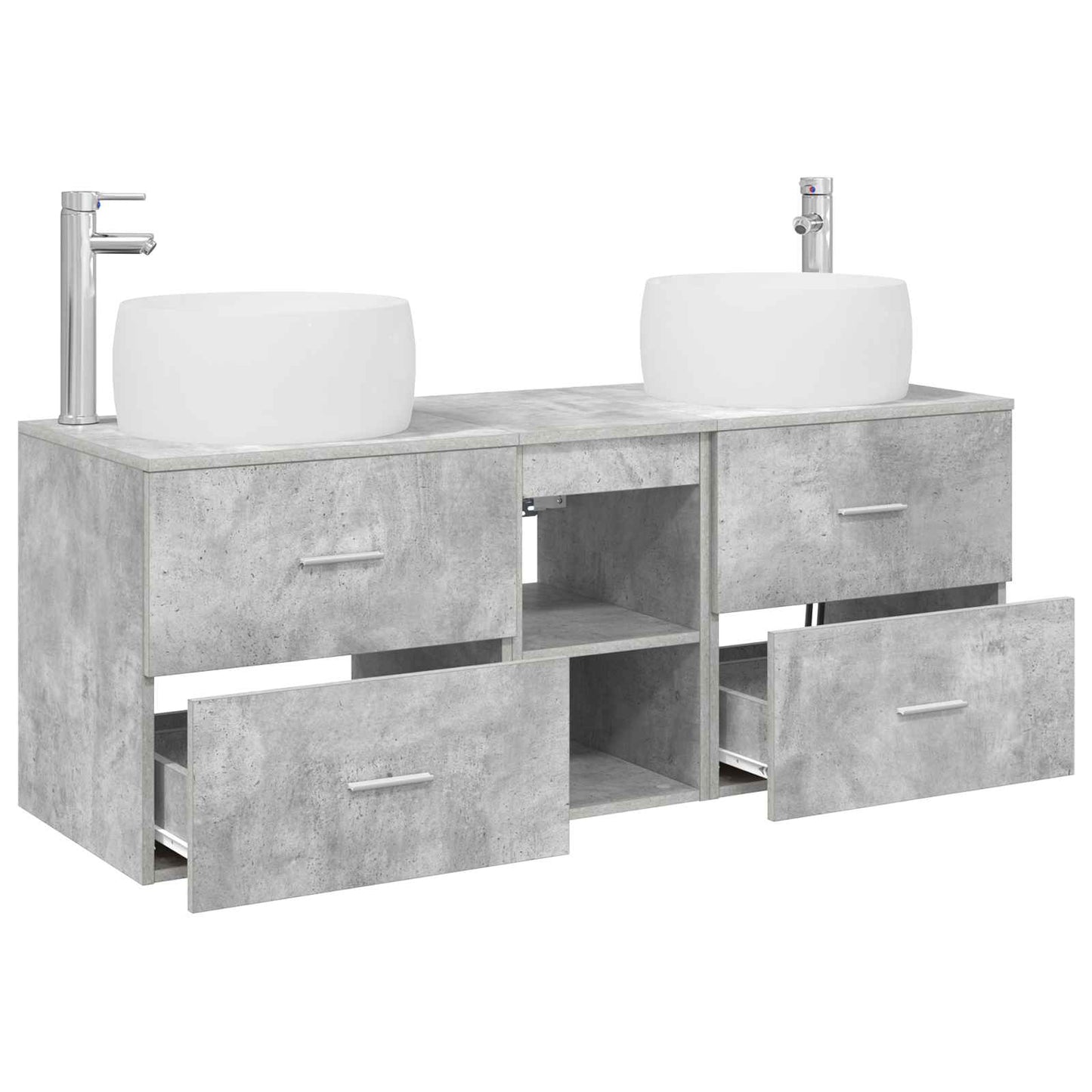 Badezimmermöbel-Set 3 stk. Betongrau 49,5 x 44,5 x 66 cm