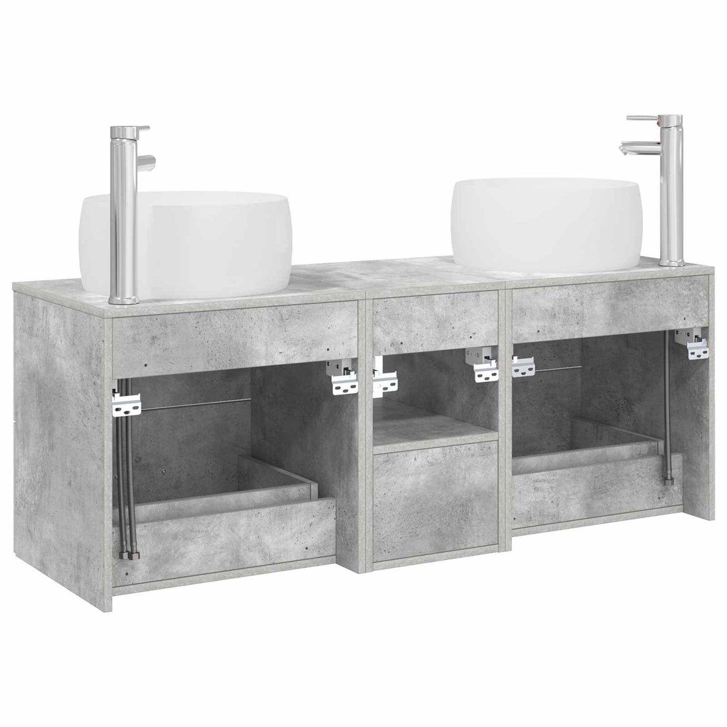 Badezimmermöbel-Set 3 stk. Betongrau 49,5 x 44,5 x 66 cm