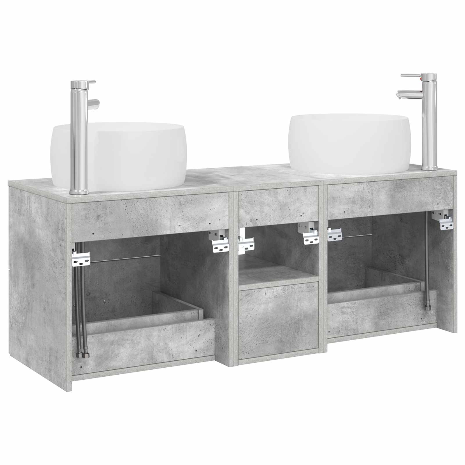 Badezimmermöbel-Set 3 stk. Betongrau 49,5 x 44,5 x 66 cm