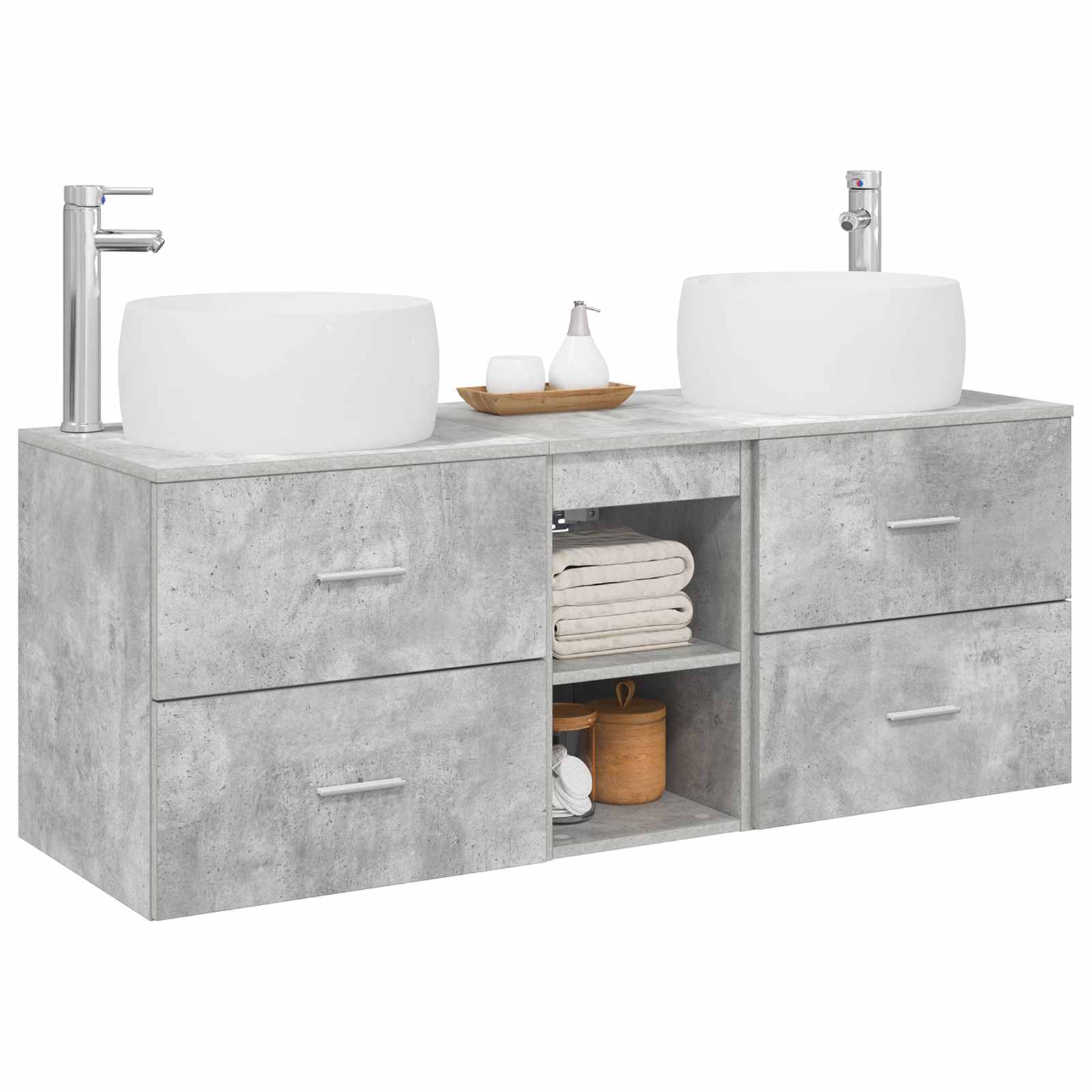 Badezimmermöbel-Set 3 stk. Betongrau 49,5 x 44,5 x 66 cm