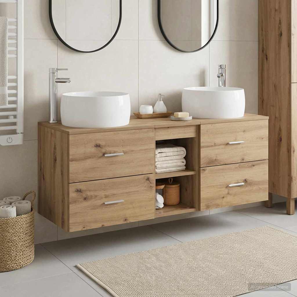 Badezimmermöbel-Set 3 Stk. Artisan-Eiche 49,5 x 44,5 x 66 cm