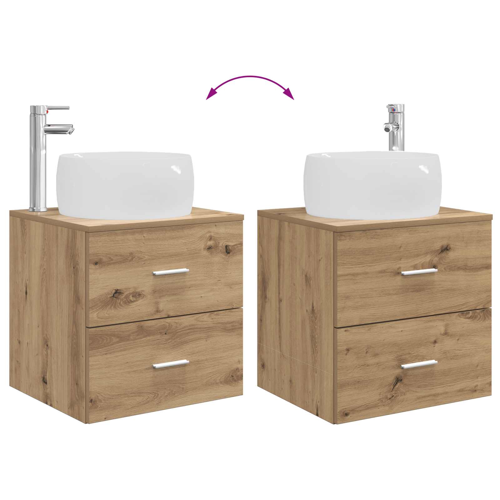 Badezimmermöbel-Set 3 Stk. Artisan-Eiche 49,5 x 44,5 x 66 cm
