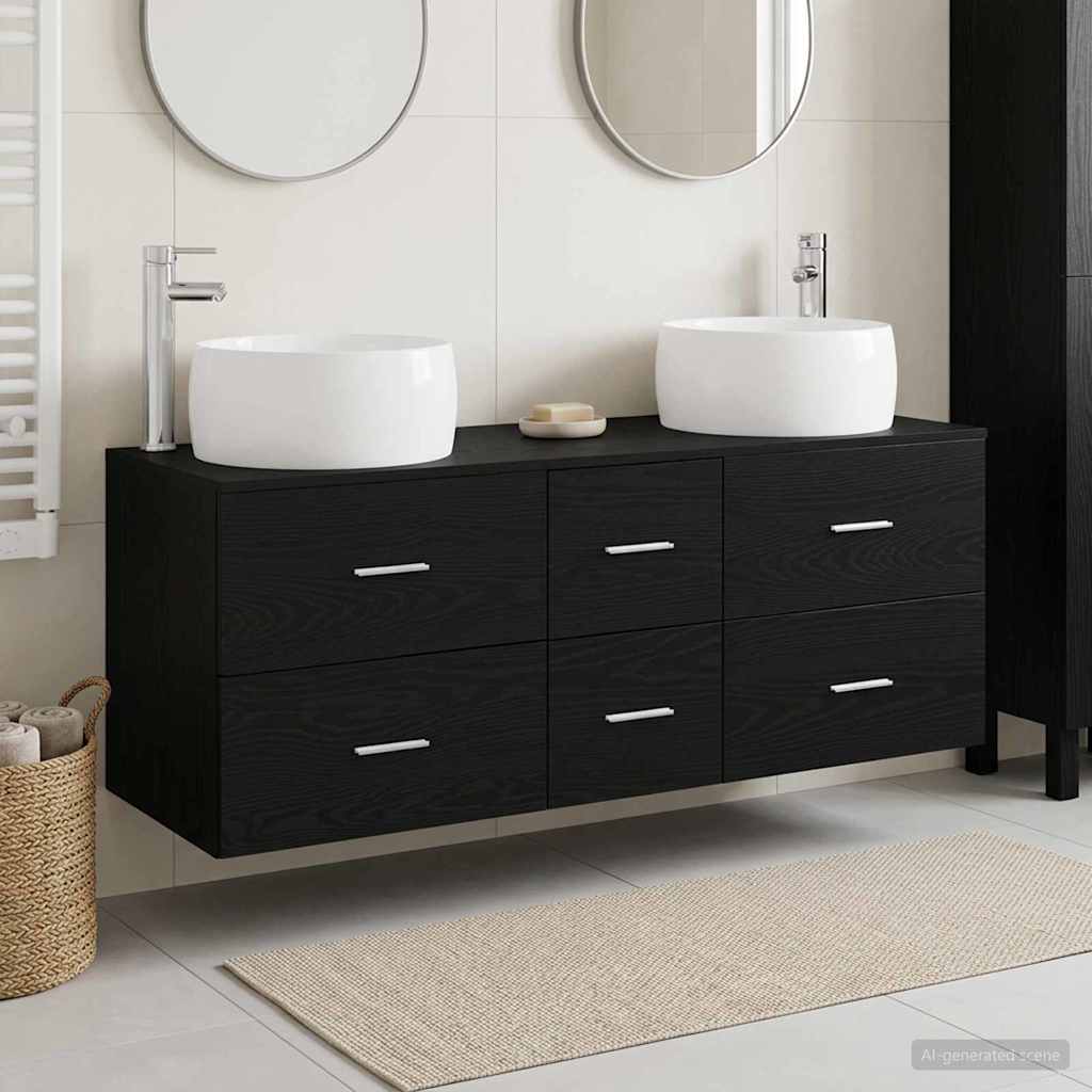 Badezimmermöbel-Set 3 stk. Schwarz 49,5 x 44,5 x 66 cm