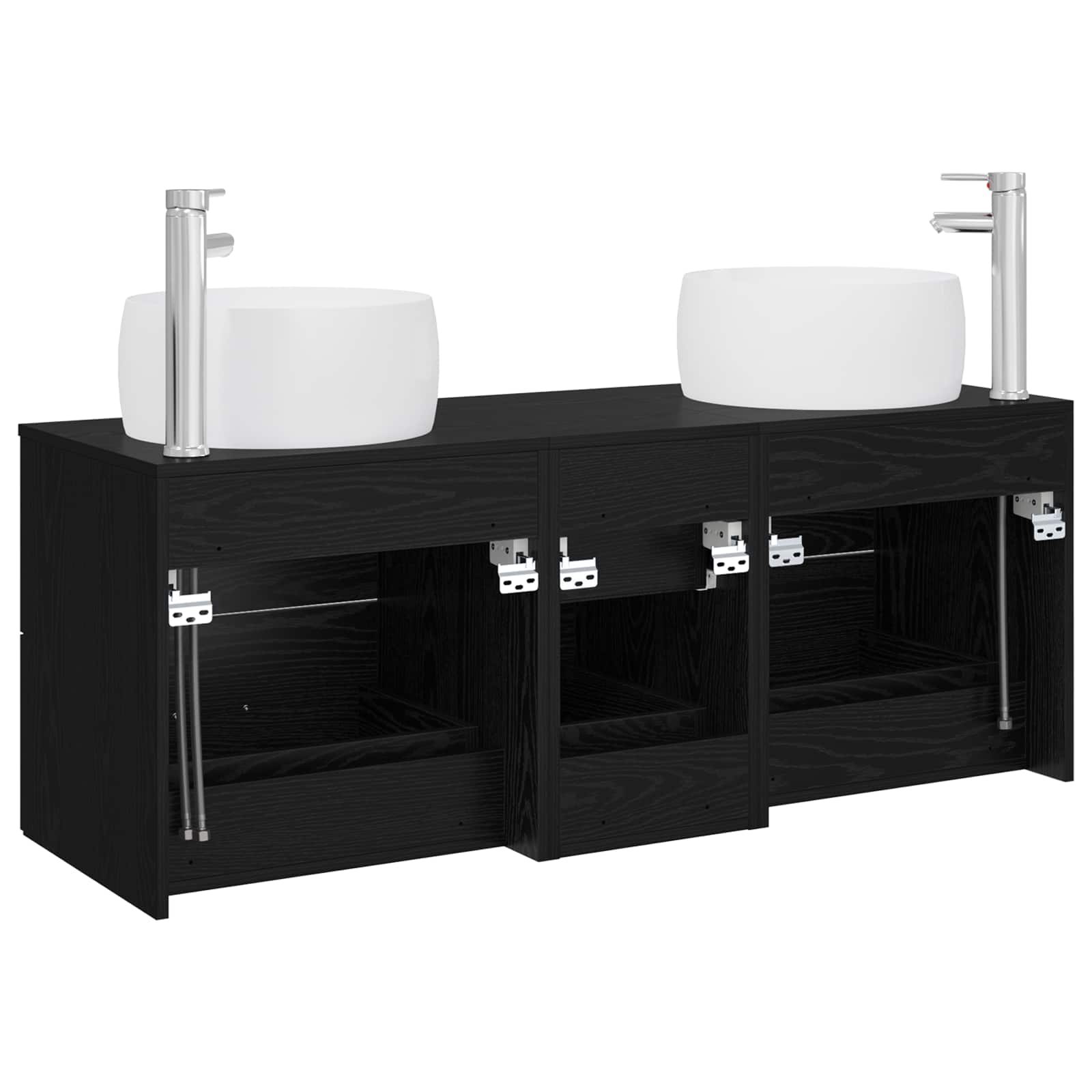 Badezimmermöbel-Set 3 stk. Schwarz 49,5 x 44,5 x 66 cm