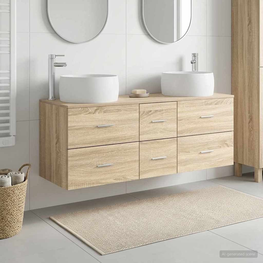 Badezimmermöbel-Set 3 stk. Sonoma-Eiche 49,5 x 44,5 x 66 cm