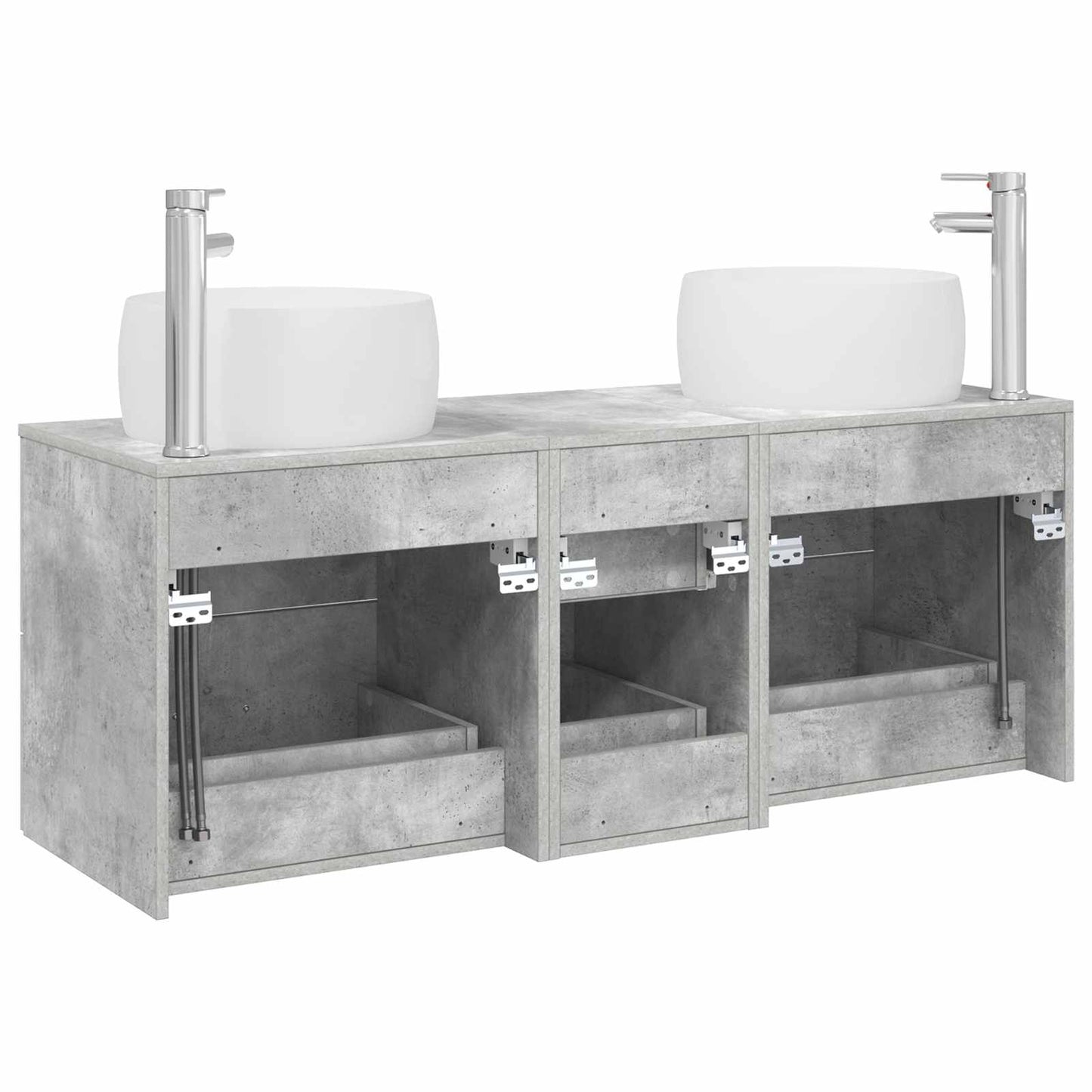 Badezimmermöbel-Set 3 stk. Betongrau 49,5 x 44,5 x 66 cm