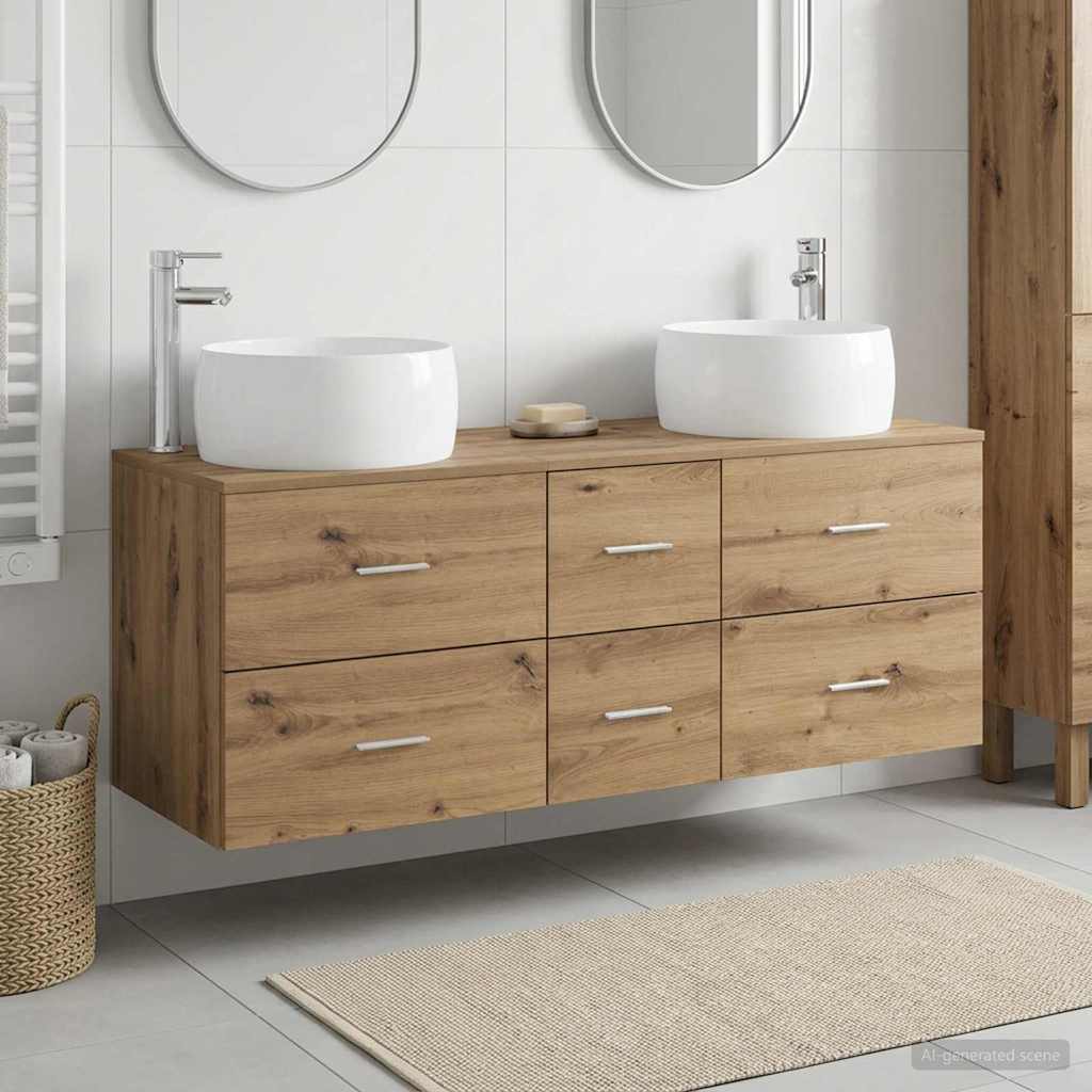 Badezimmermöbel-Set 3 Stk. Artisan-Eiche 49,5 x 44,5 x 66 cm