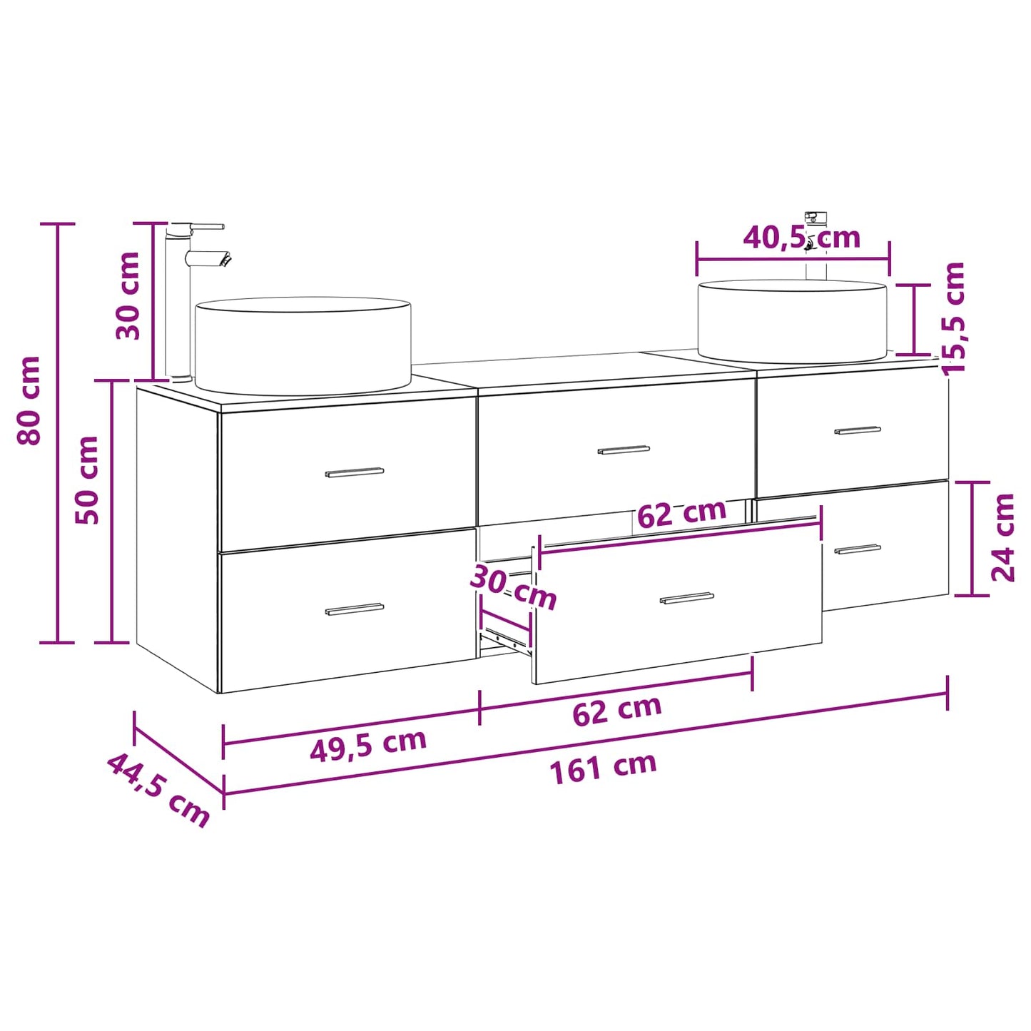 Badezimmermöbel-Set 3 stk. Weiß 49,5 x 44,5 x 65,5 cm