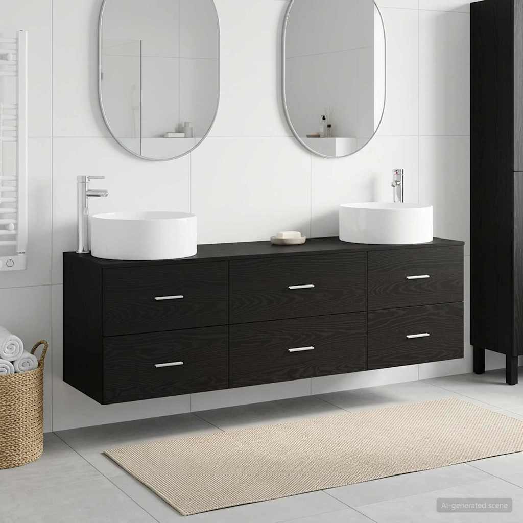 Badezimmermöbel-Set 3 stk. Schwarz 49,5 x 44,5 x 65,5 cm