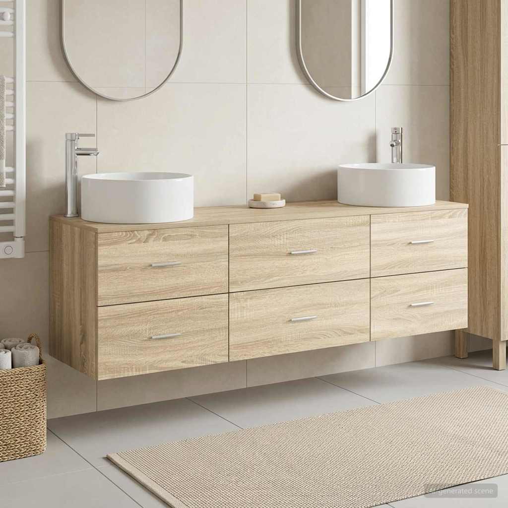 Badezimmermöbel-Set 3 stk. Sonoma-Eiche 49,5 x 44,5 x 65,5 cm