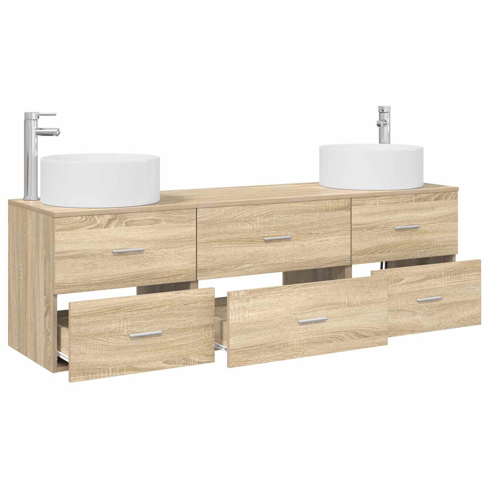 Badezimmermöbel-Set 3 stk. Sonoma-Eiche 49,5 x 44,5 x 65,5 cm