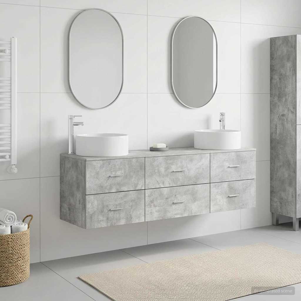 Badezimmermöbel-Set 3 stk. Betongrau 49,5 x 44,5 x 65,5 cm