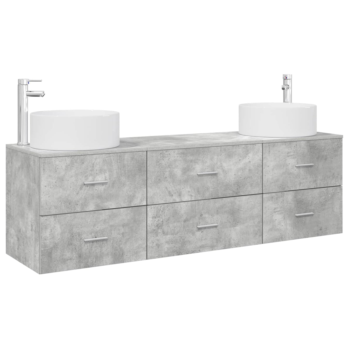 Badezimmermöbel-Set 3 stk. Betongrau 49,5 x 44,5 x 65,5 cm