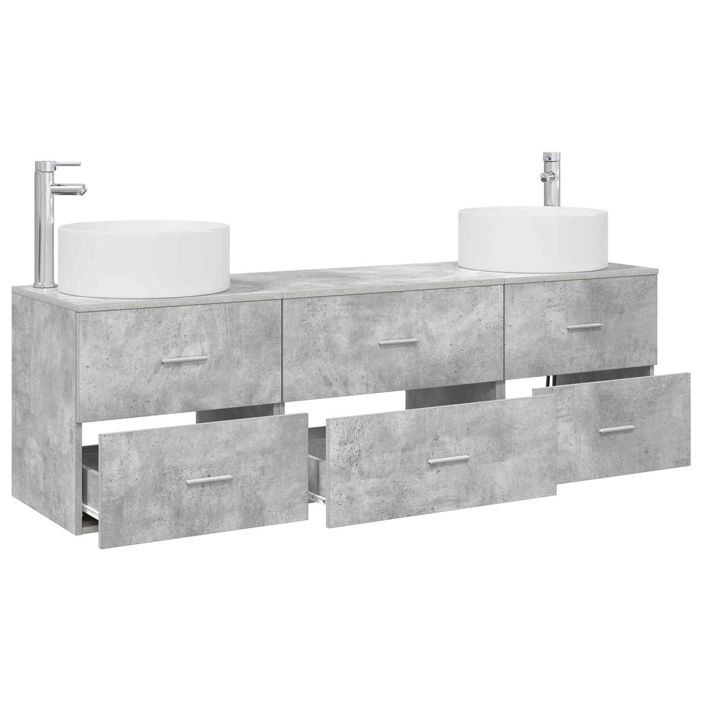 Badezimmermöbel-Set 3 stk. Betongrau 49,5 x 44,5 x 65,5 cm