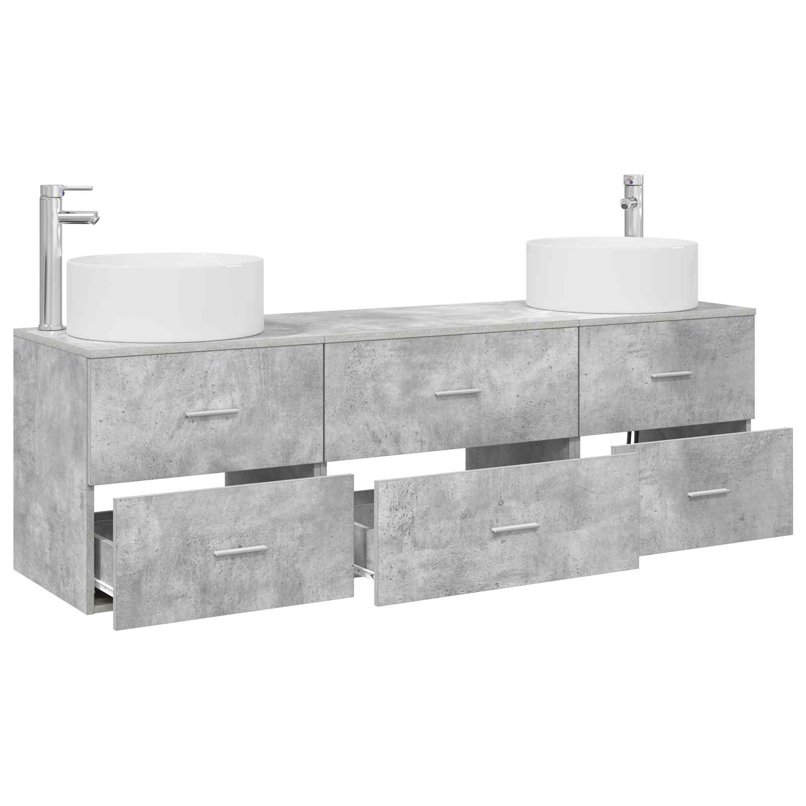 Badezimmermöbel-Set 3 stk. Betongrau 49,5 x 44,5 x 65,5 cm