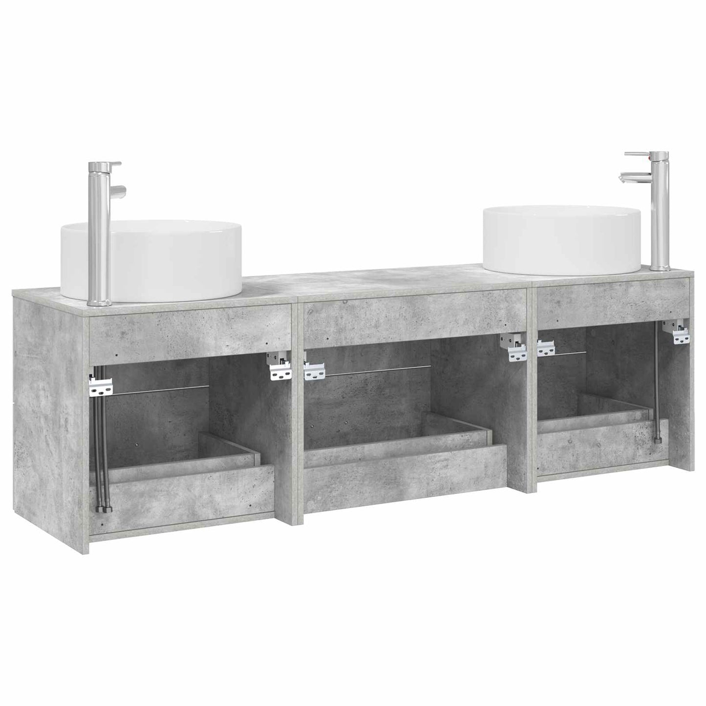Badezimmermöbel-Set 3 stk. Betongrau 49,5 x 44,5 x 65,5 cm