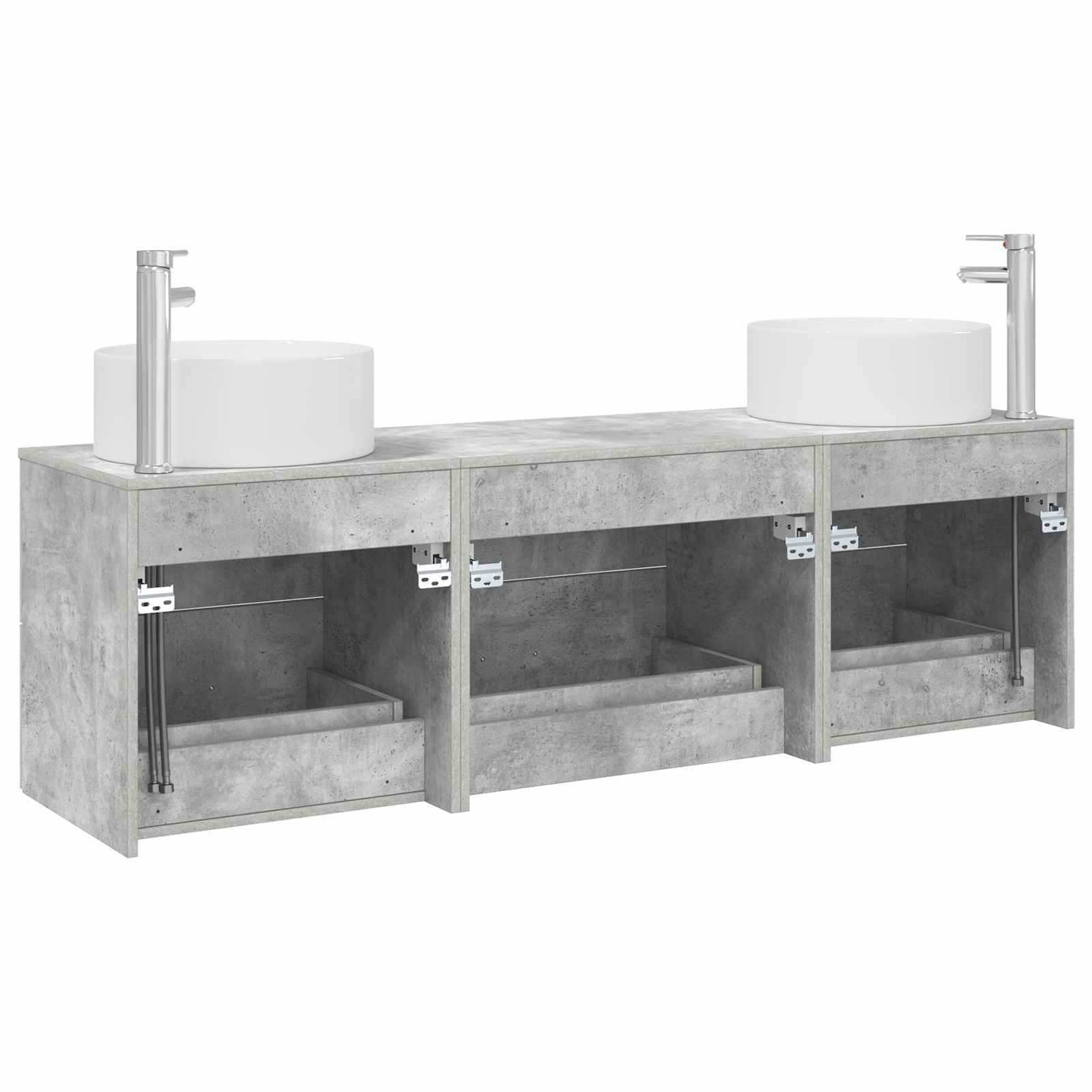 Badezimmermöbel-Set 3 stk. Betongrau 49,5 x 44,5 x 65,5 cm