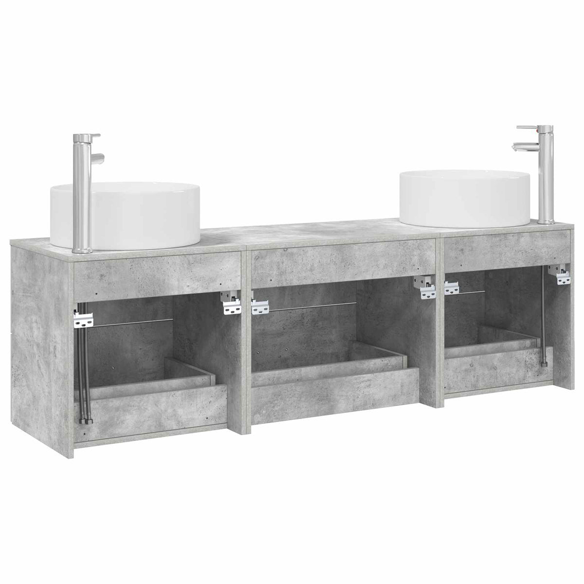 Badezimmermöbel-Set 3 stk. Betongrau 161,5 x 44,5 x 80 cm