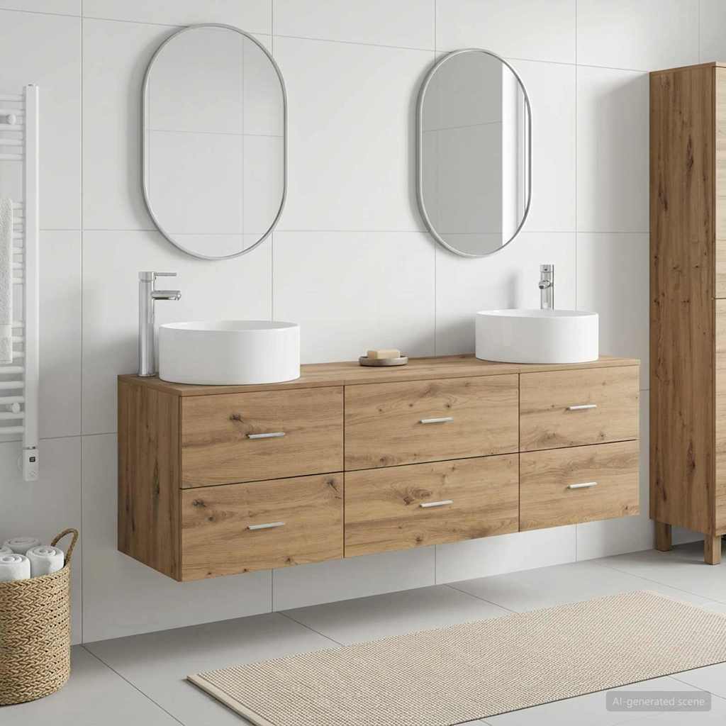 Badezimmermöbel-Set 3 Stk. Artisan-Eiche 49,5 x 44,5 x 65,5 cm