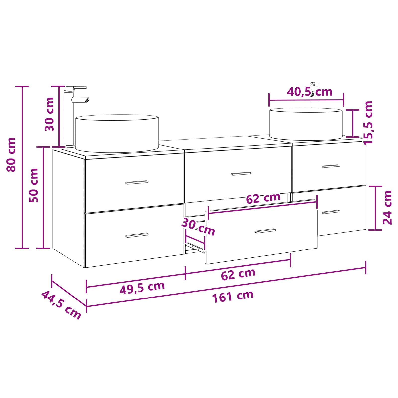 Badezimmermöbel-Set 3 Stk. Artisan-Eiche 49,5 x 44,5 x 65,5 cm