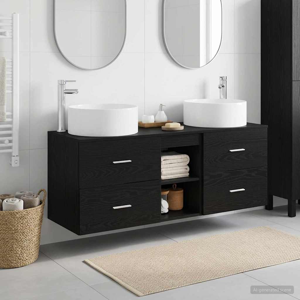 Badezimmermöbel-Set 3 stk. Schwarz 49,5 x 44,5 x 65,5 cm