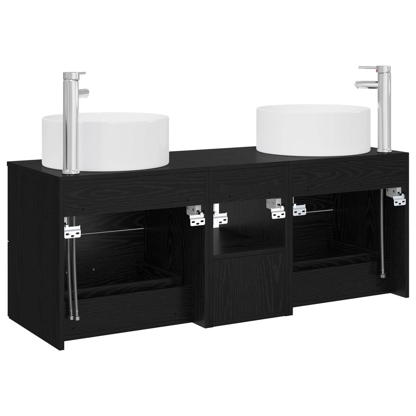 Badezimmermöbel-Set 3 stk. Schwarz 49,5 x 44,5 x 65,5 cm