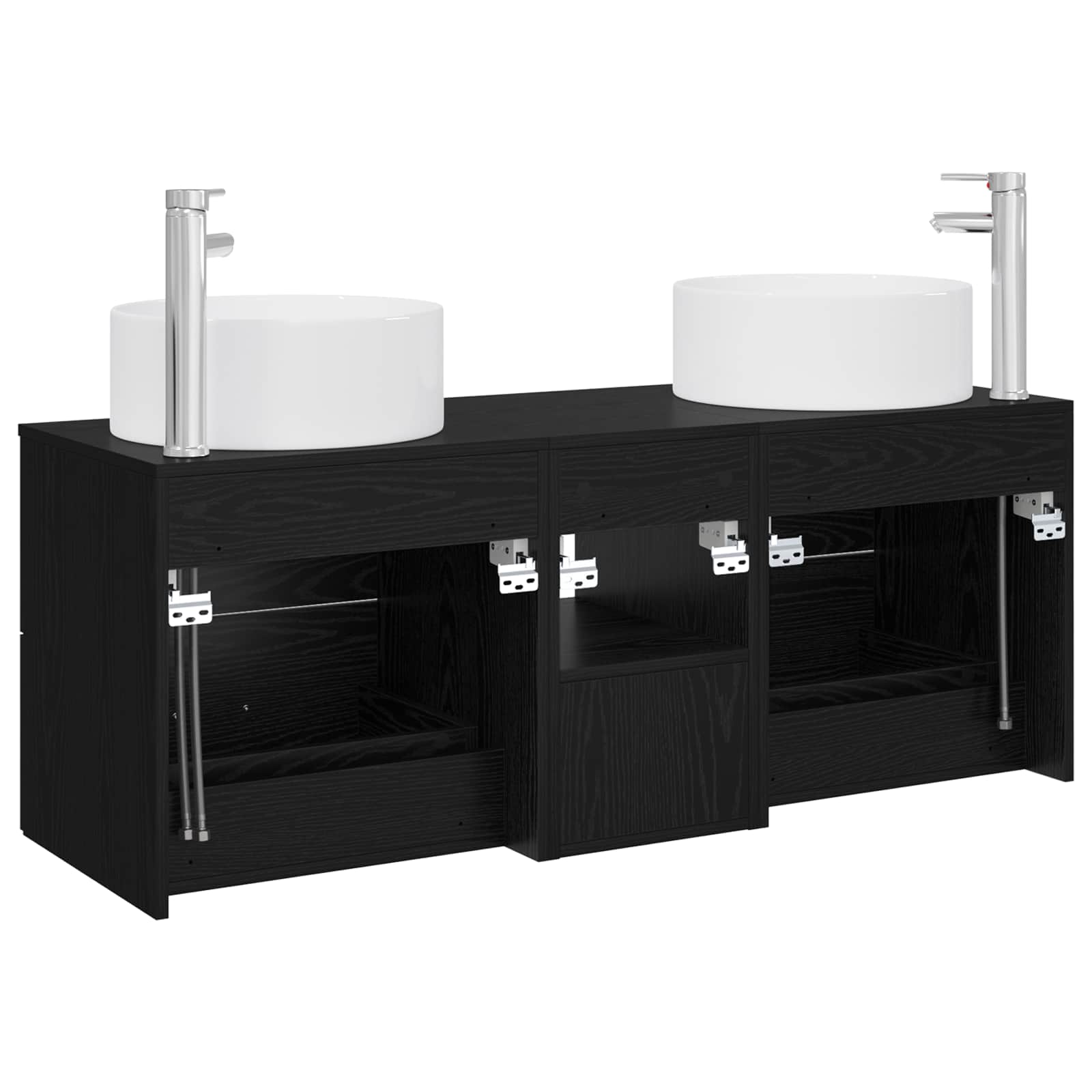 Badezimmermöbel-Set 3 stk. Schwarz 49,5 x 44,5 x 65,5 cm