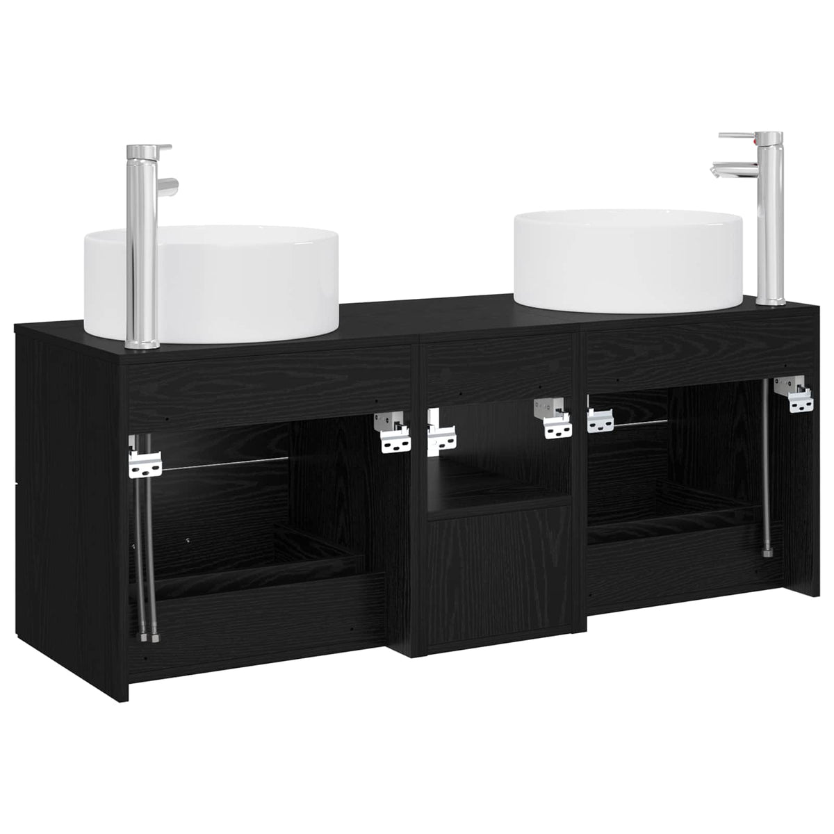 Badezimmermöbel-Set 3 stk. Schwarz 129 x 44,5 x 80 cm