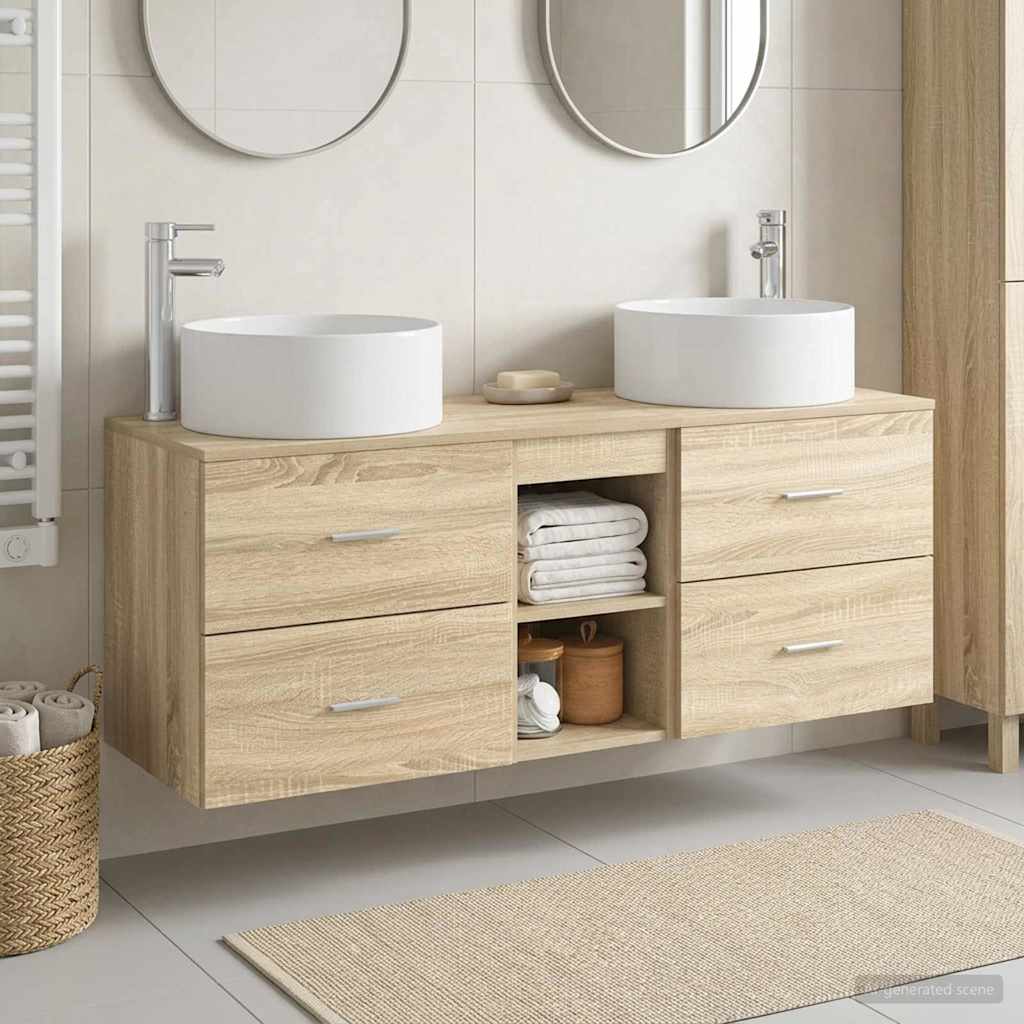 Badezimmermöbel-Set 3 stk. Sonoma-Eiche 49,5 x 44,5 x 65,5 cm