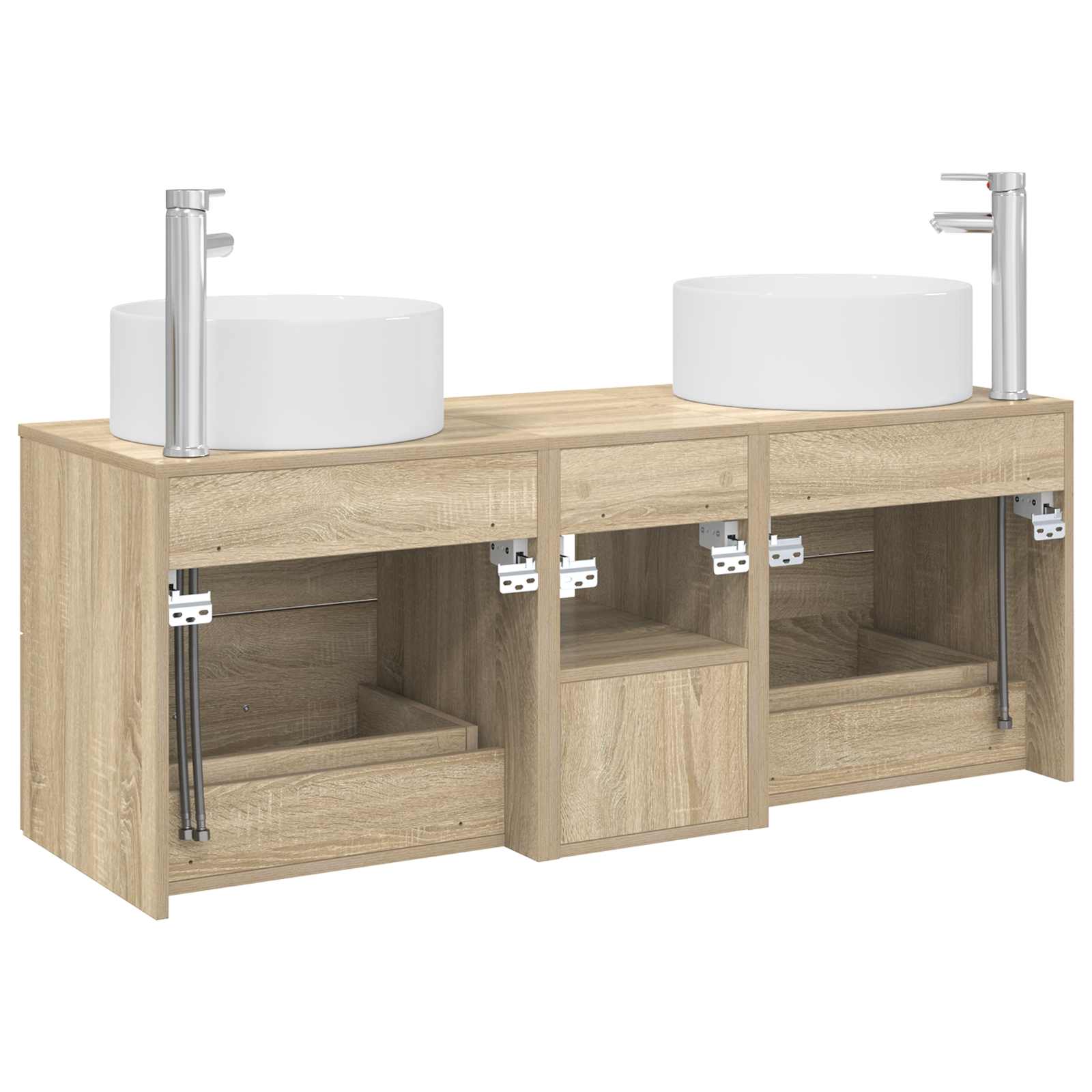 Badezimmermöbel-Set 3 stk. Sonoma-Eiche 49,5 x 44,5 x 65,5 cm